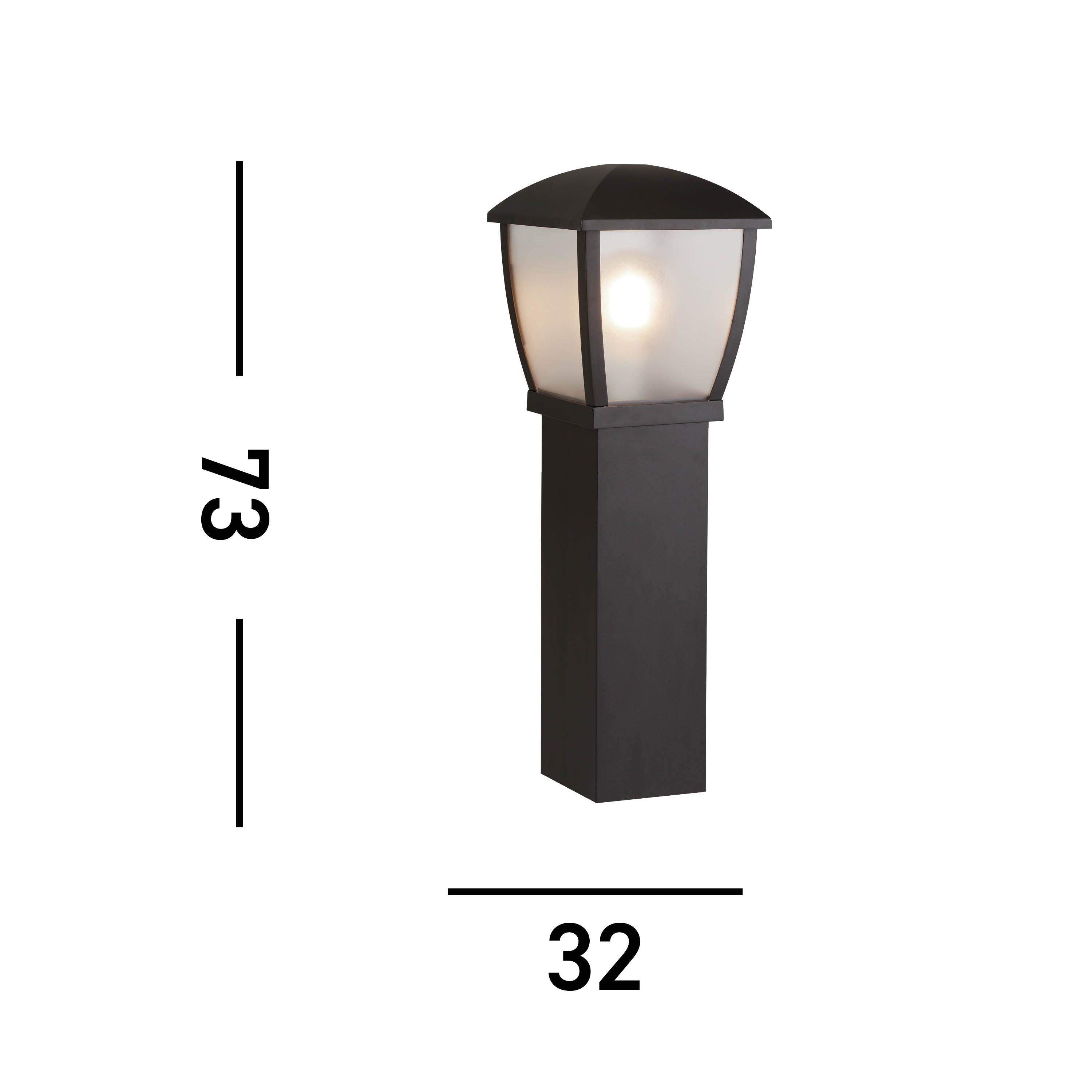 Searchlight Sefton 730mm Outdoor Post - Black & Clear Frosted Panels - IP44