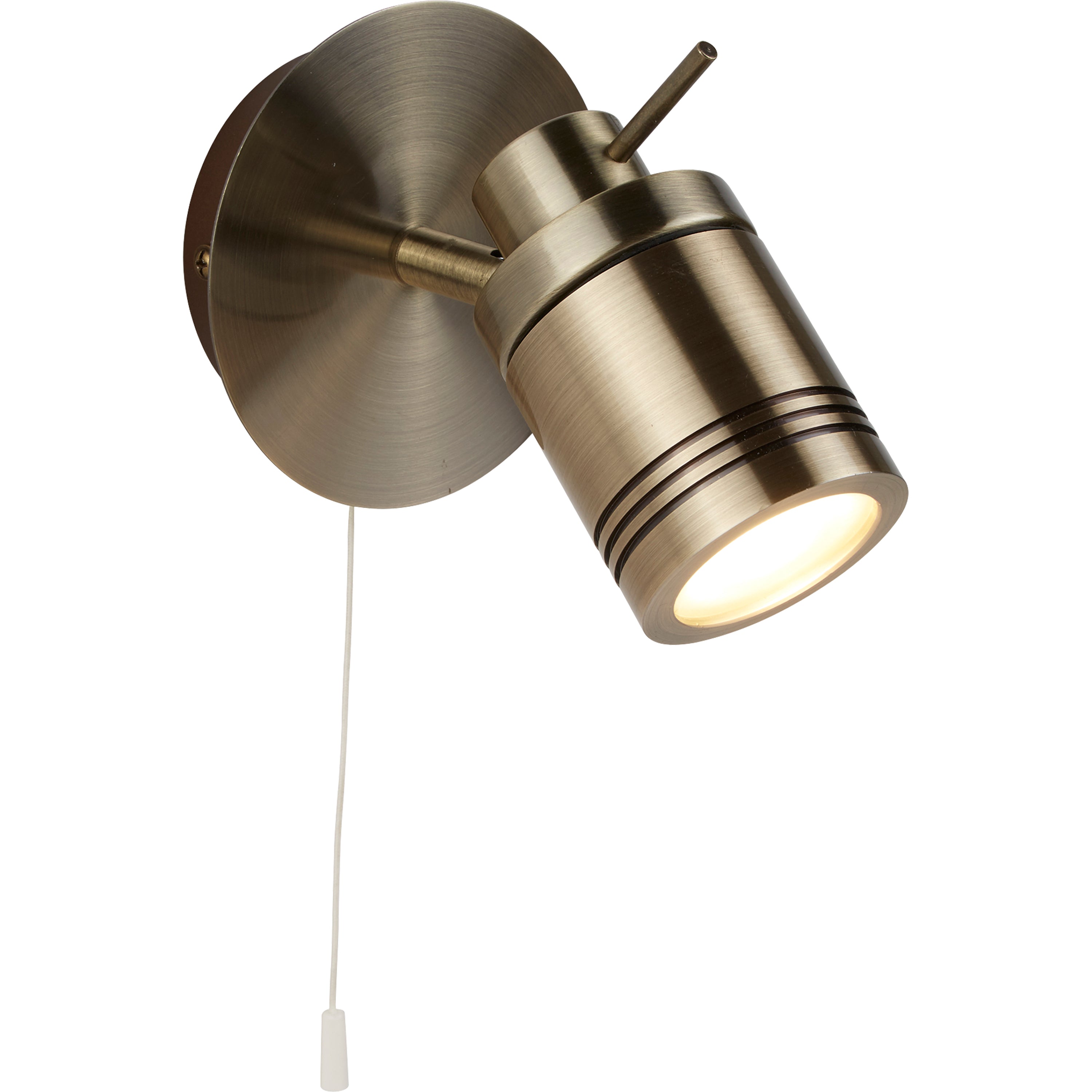 Searchlight Saker Single IP44 Bathroom Spot Wall Bracket, Antique Brass