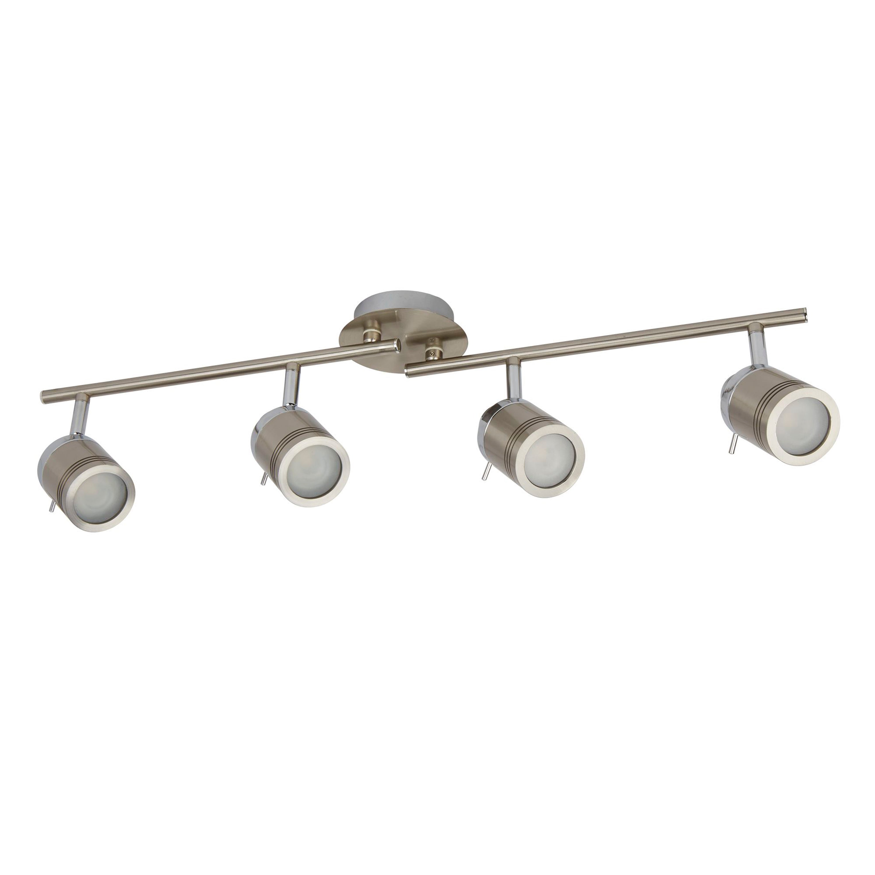 Searchlight Saker 4 Light IP44 Bathroom Spot Split - Bar, Satin Silver