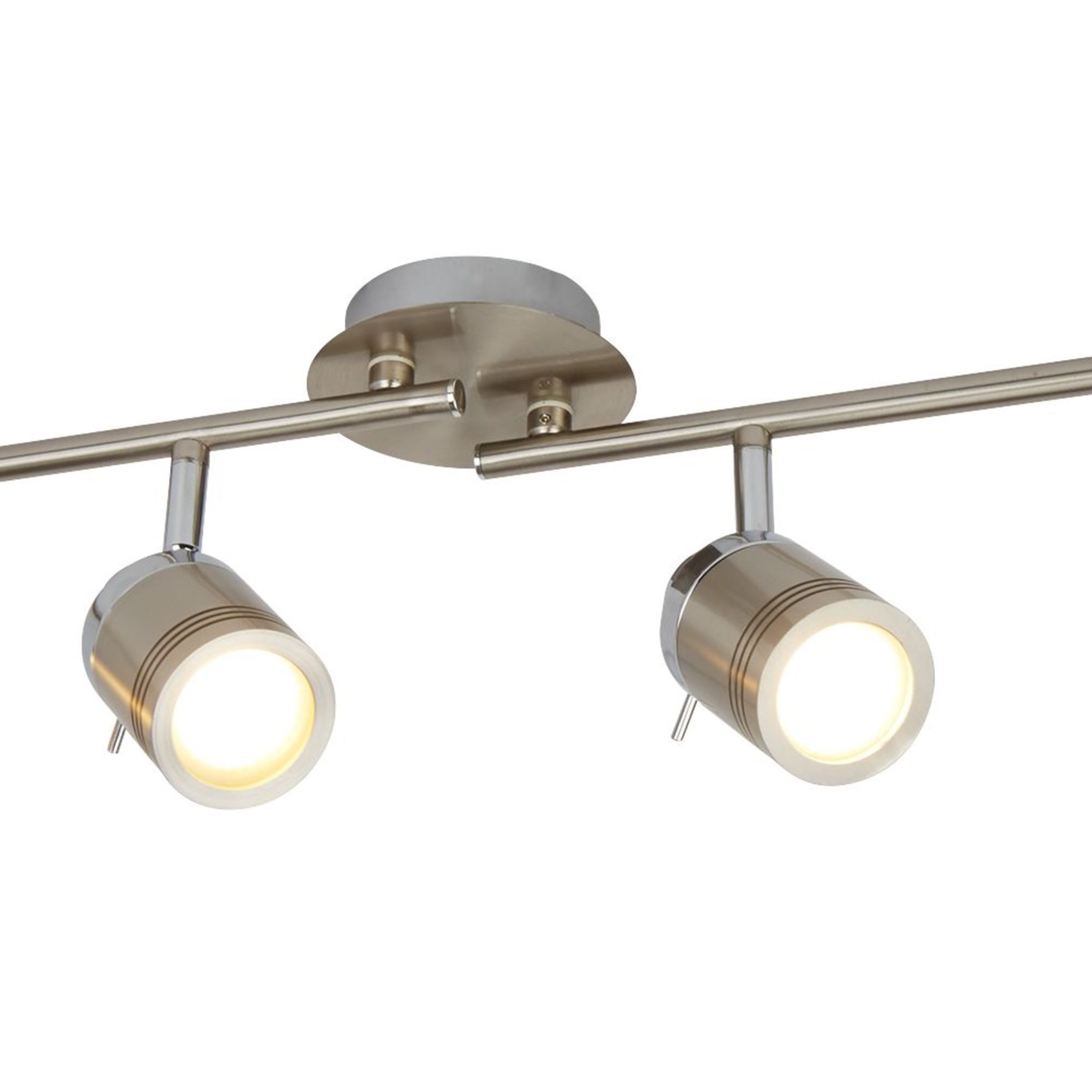 Searchlight Saker 4 Light IP44 Bathroom Spot Split - Bar, Satin Silver