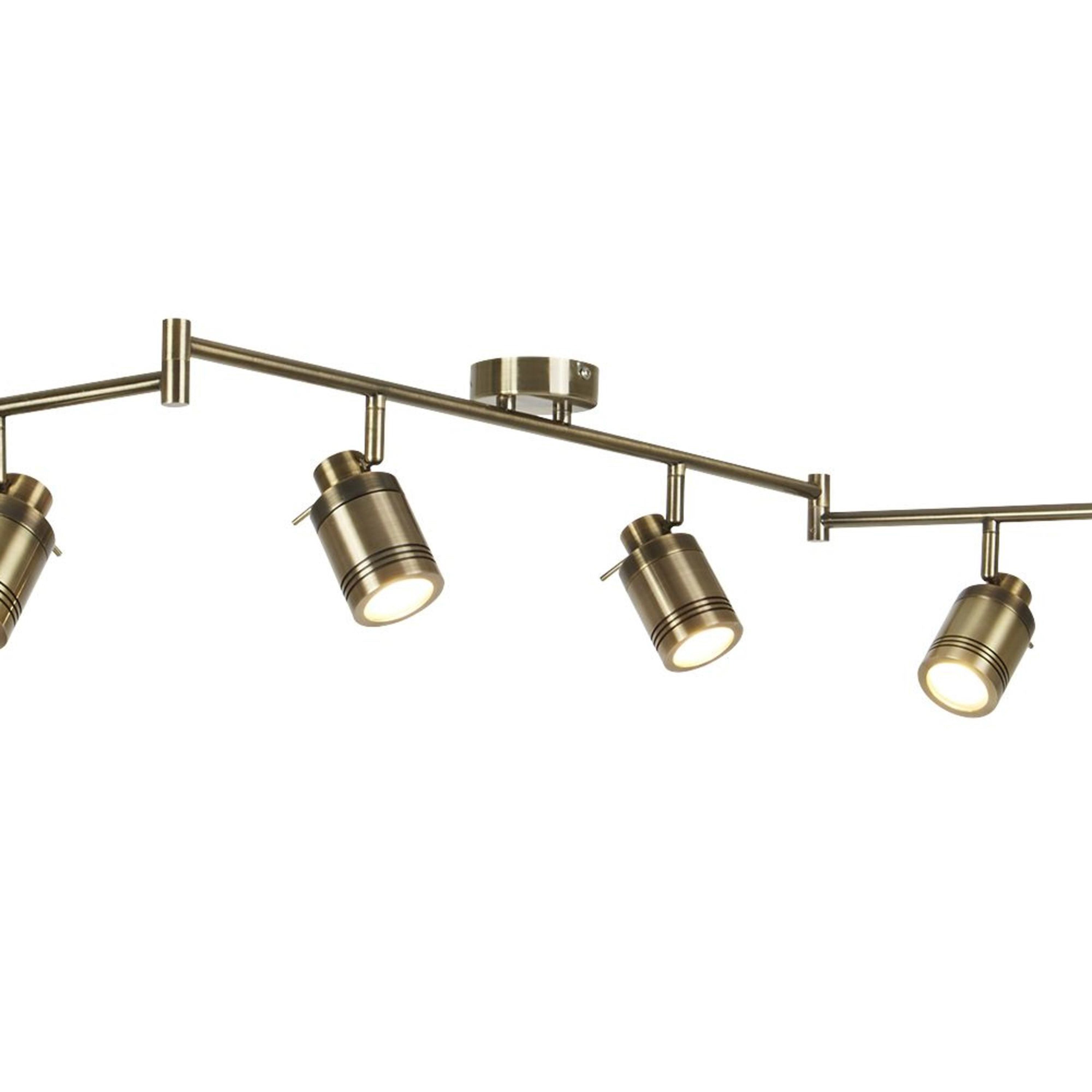 Searchlight Saker 6 Light IP44 Bathroom Spot Split - Bar, Antique Brass