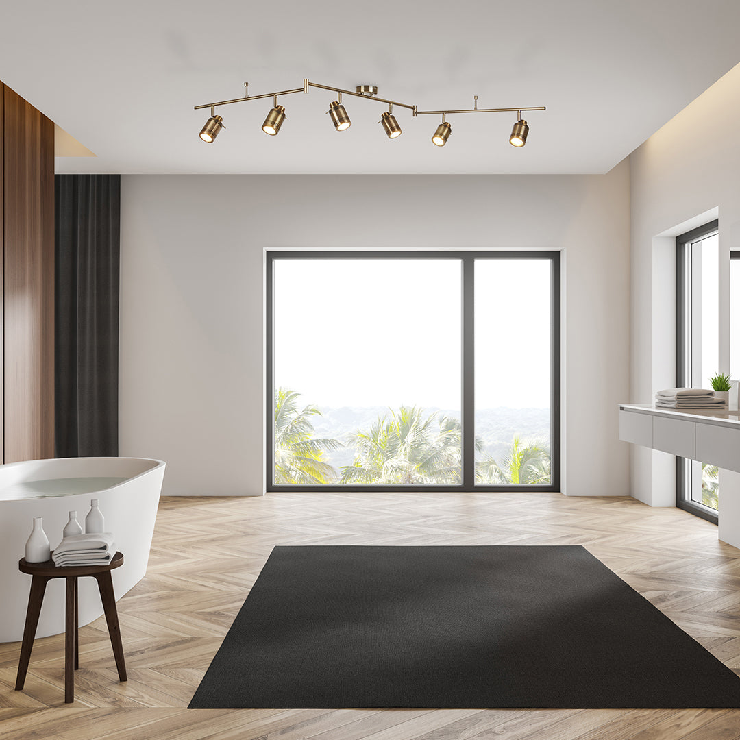 Searchlight Saker 6 Light IP44 Bathroom Spot Split - Bar, Antique Brass