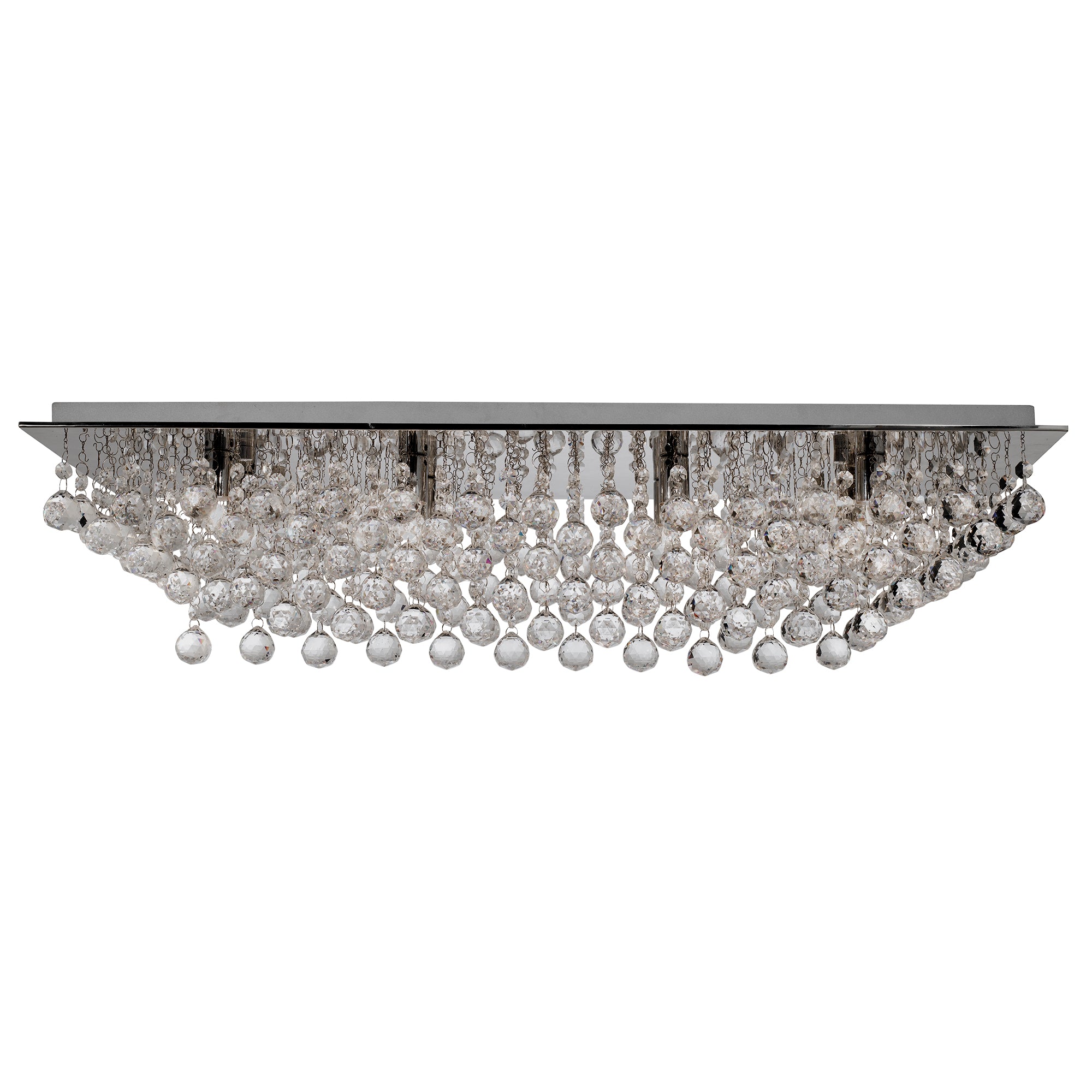 Searchlight Hampstead Chrome 8 Light Rectangular Semi-Flush With Clear Sparkling Crystal Balls