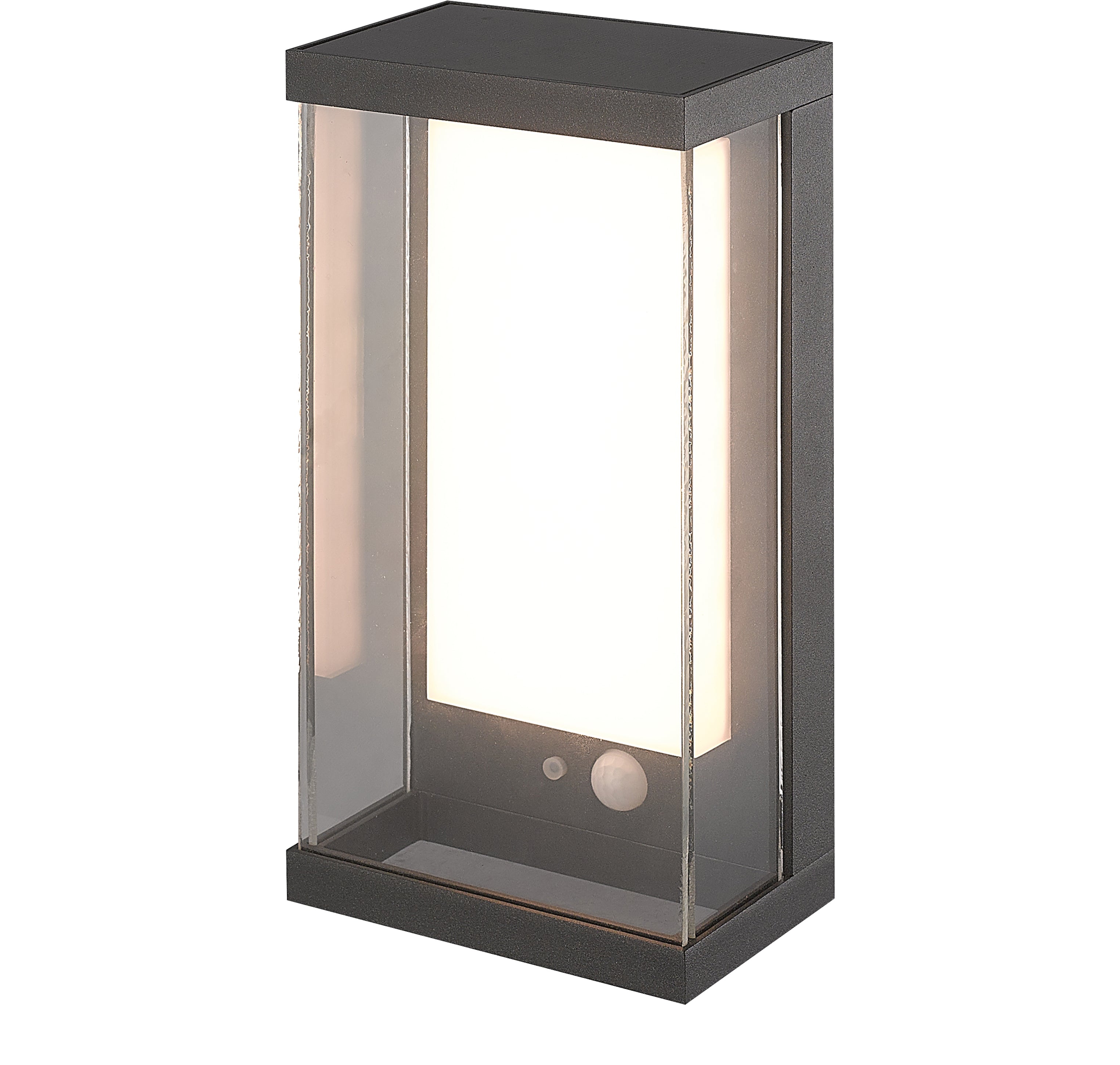 Searchlight Argyle Solar Outdoor Wall Light with PIR - Black & White Polycarbonate