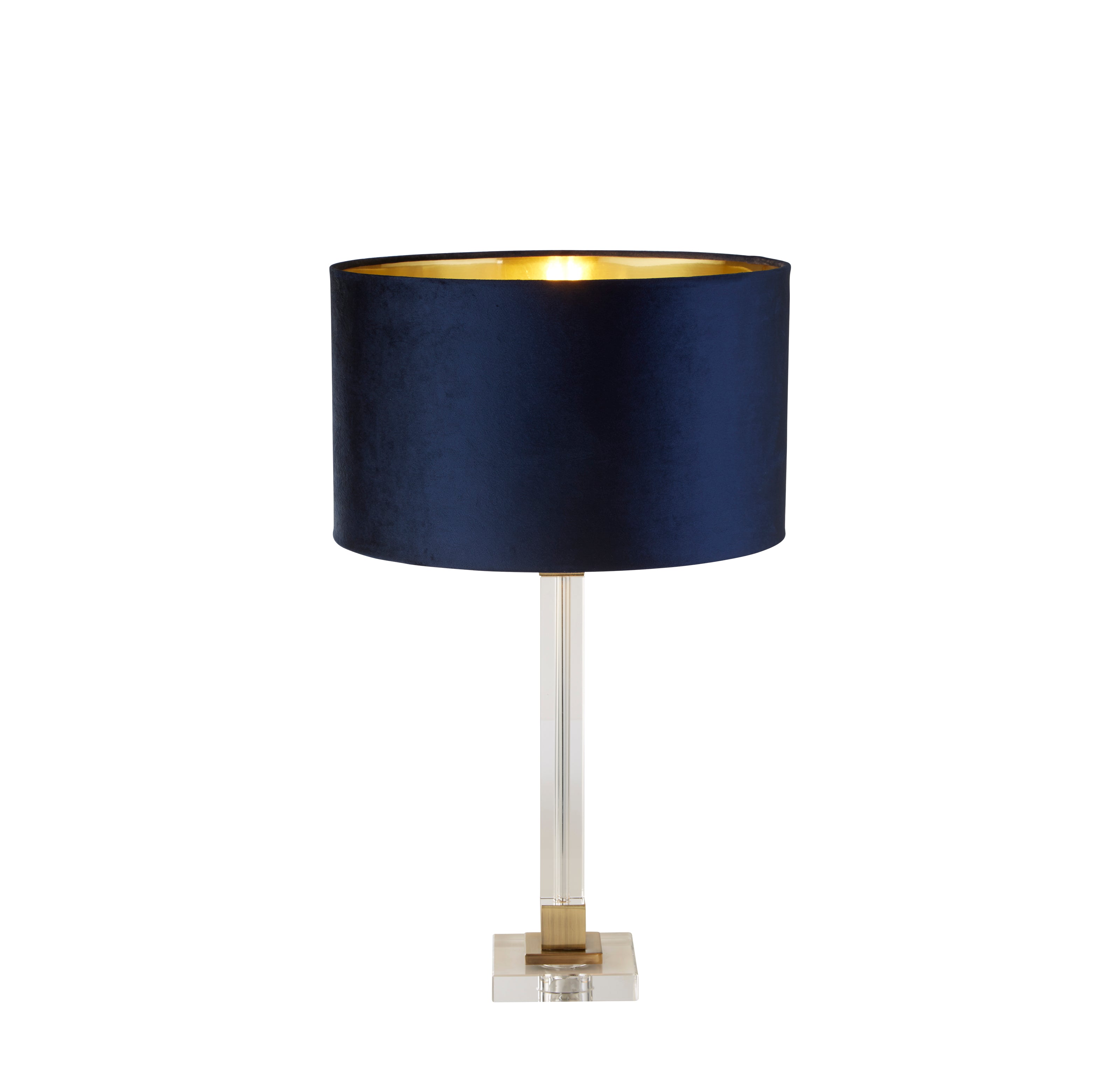 Searchlight Sarah Table Lamp - Crystal, Brass & Navy Velvet