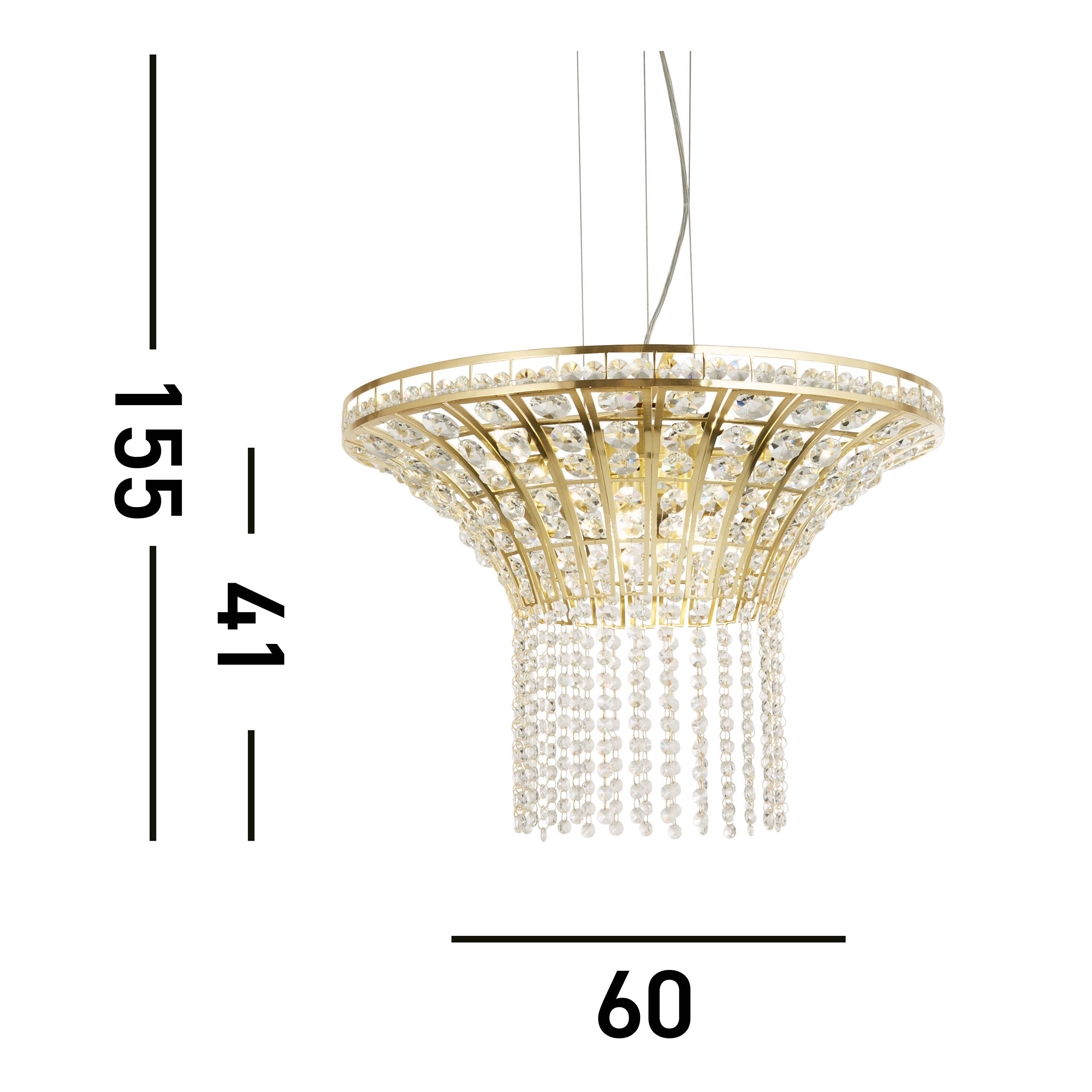 Searchlight Gardeners 8 Light Round Pendant - Satin Brass & Clear Crystal