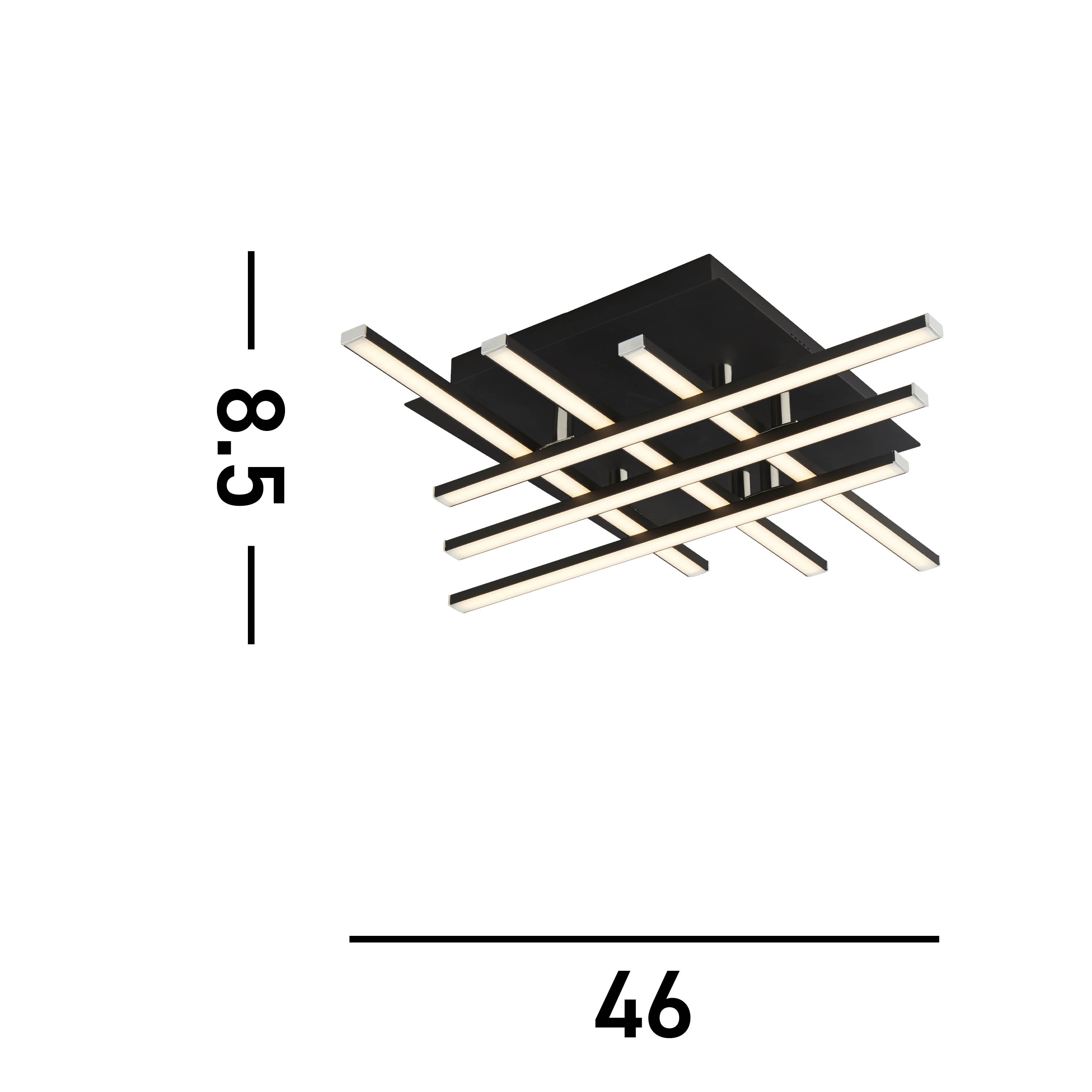 Searchlight Mark 6 Light LED Ceiling Light - Black & Opal