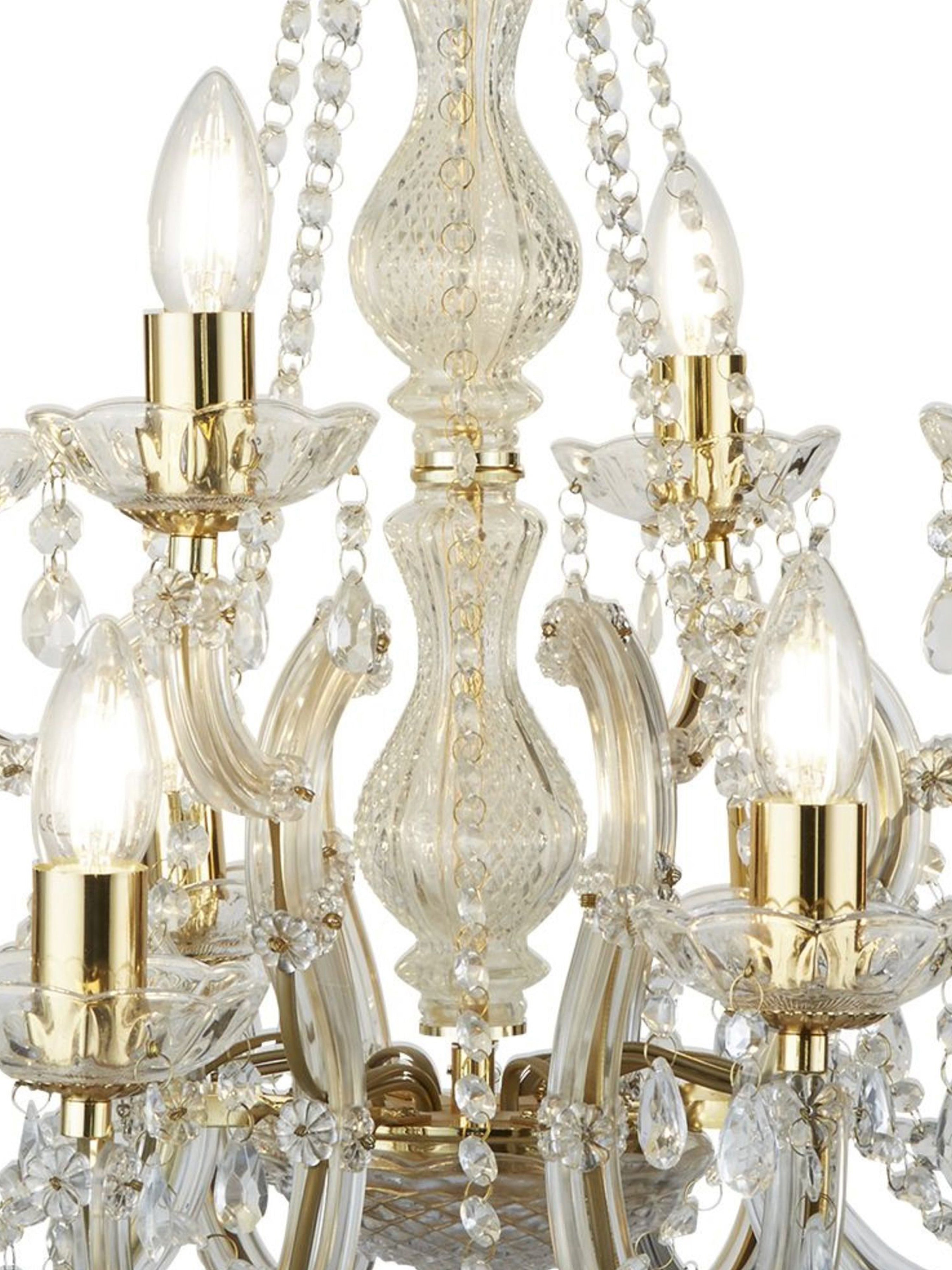 Searchlight Maple 12 Light Chandelier - Polished Brass & Clear Acrylic