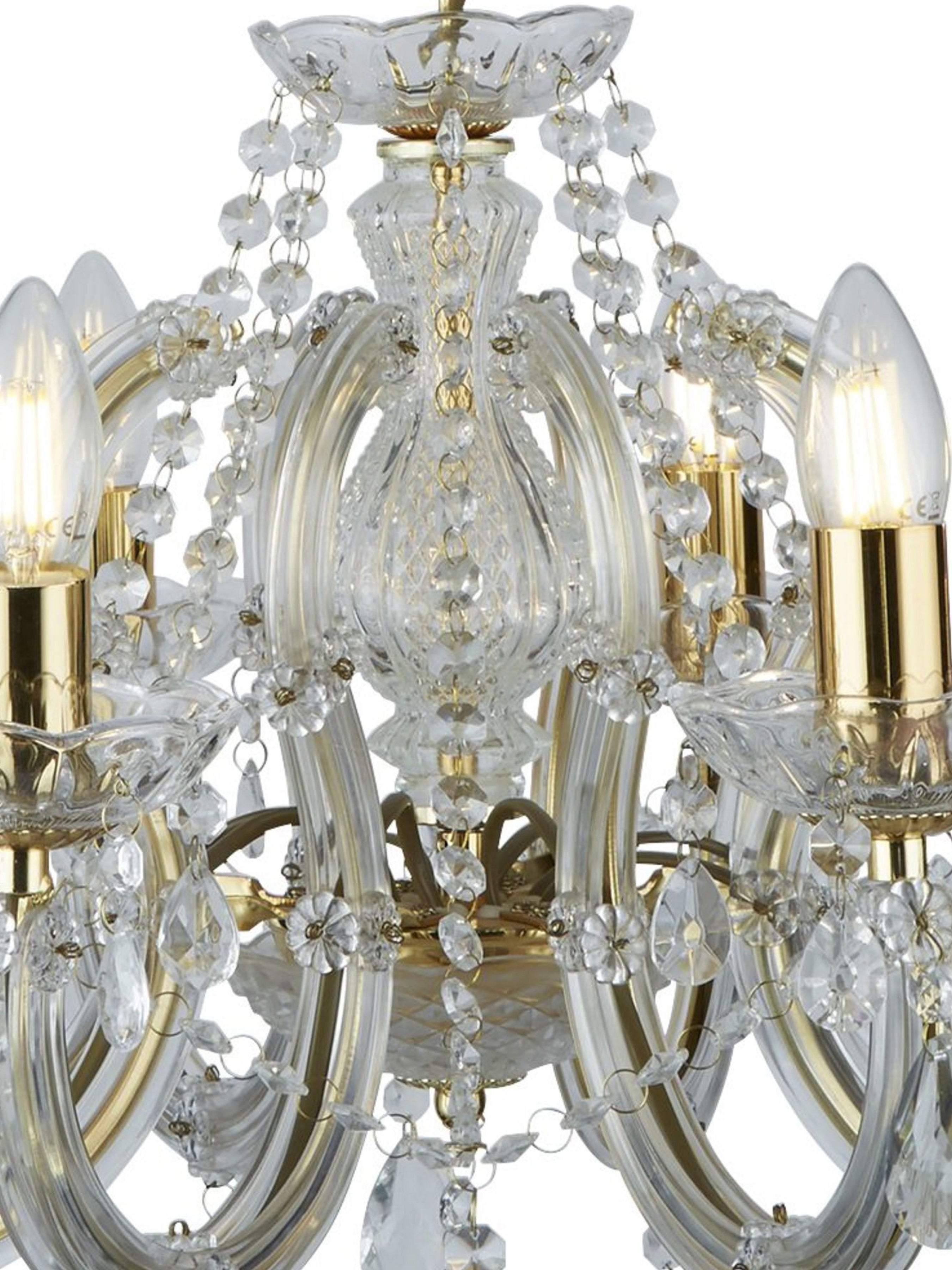 Searchlight Maple 8 Light Chandelier - Polished Brass & Clear Acrylic