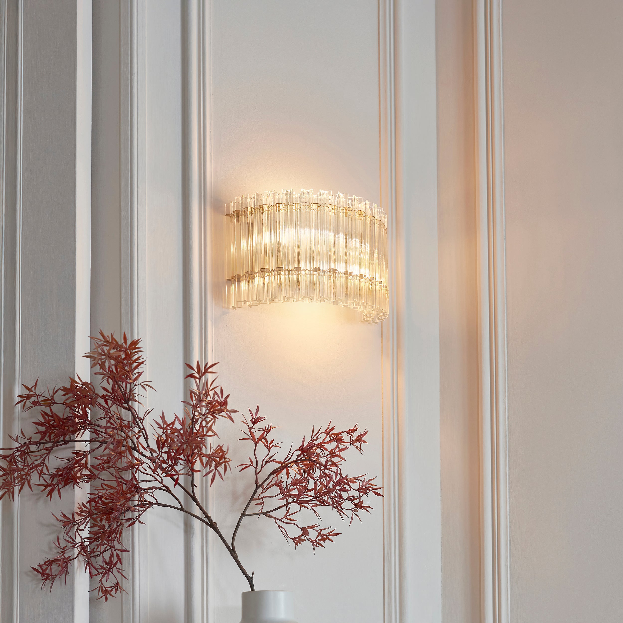 Utopia Lume 2 Light Wall Light - Brushed Aged Brass & Clear Glass