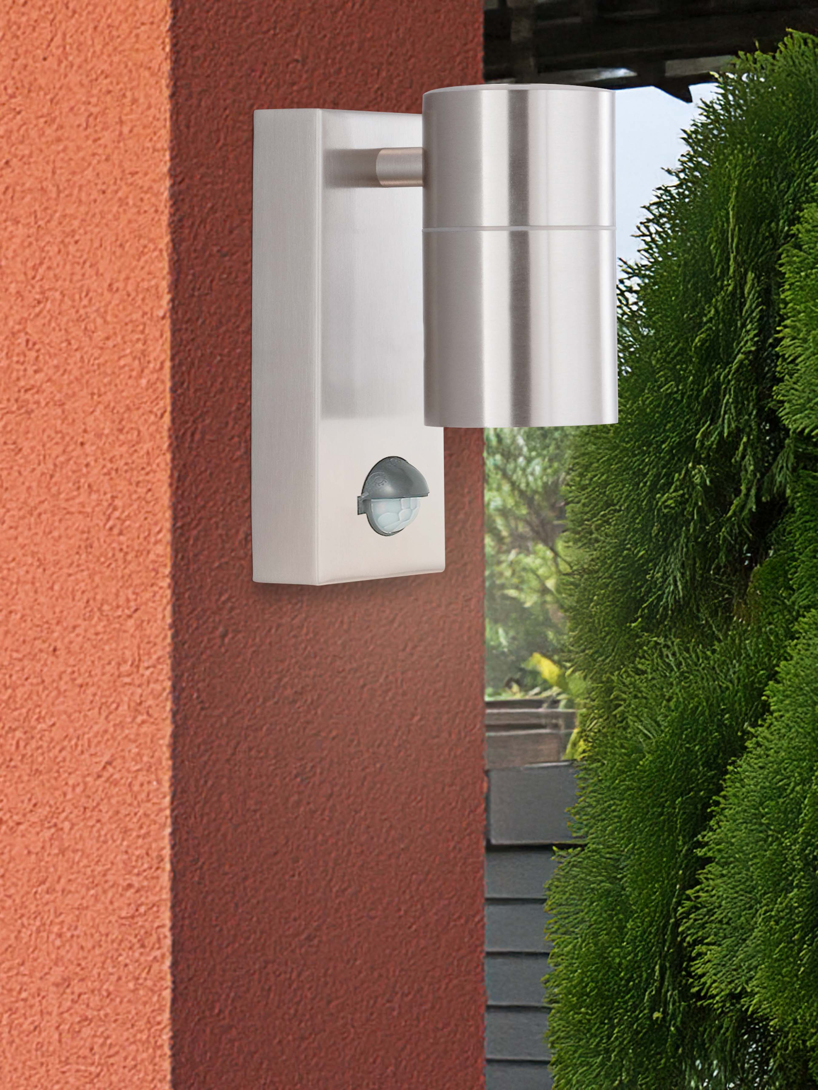 Searchlight Mela Outdoor Wall Light with Sensor - Stainless Steel - IP44