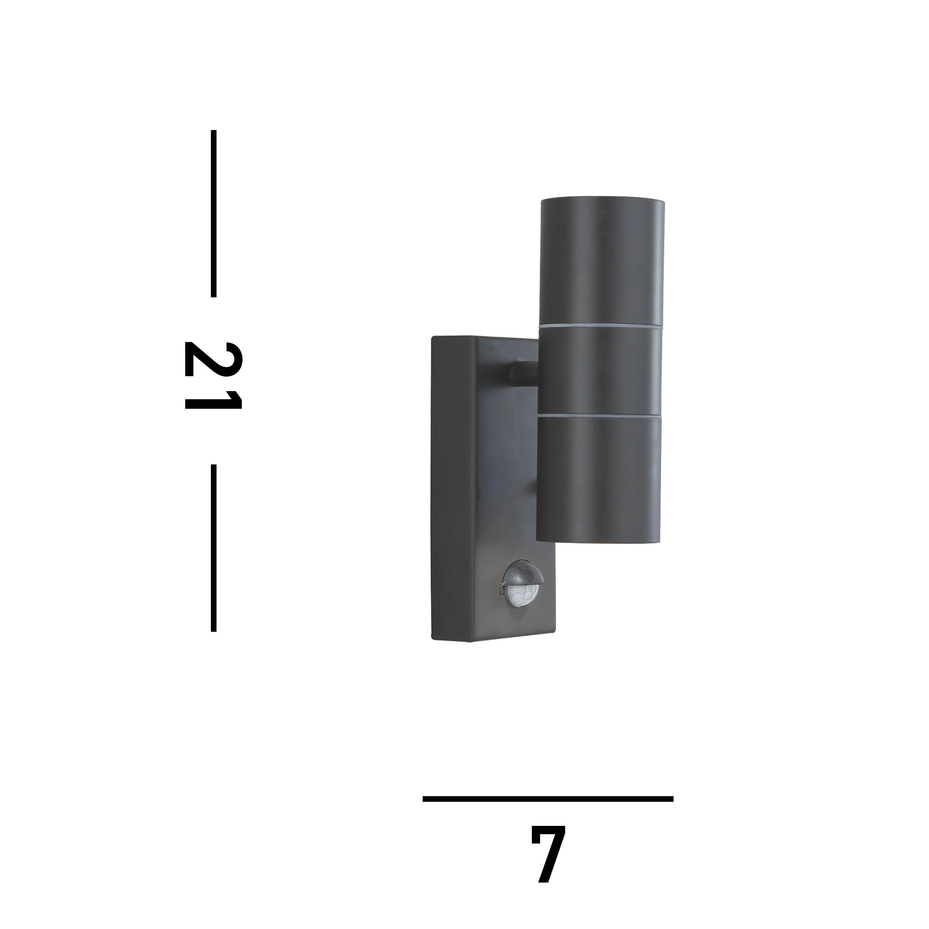 Searchlight Mela 2 Light Outdoor Wall Light with Motion Sensor- Silk Black & Glass