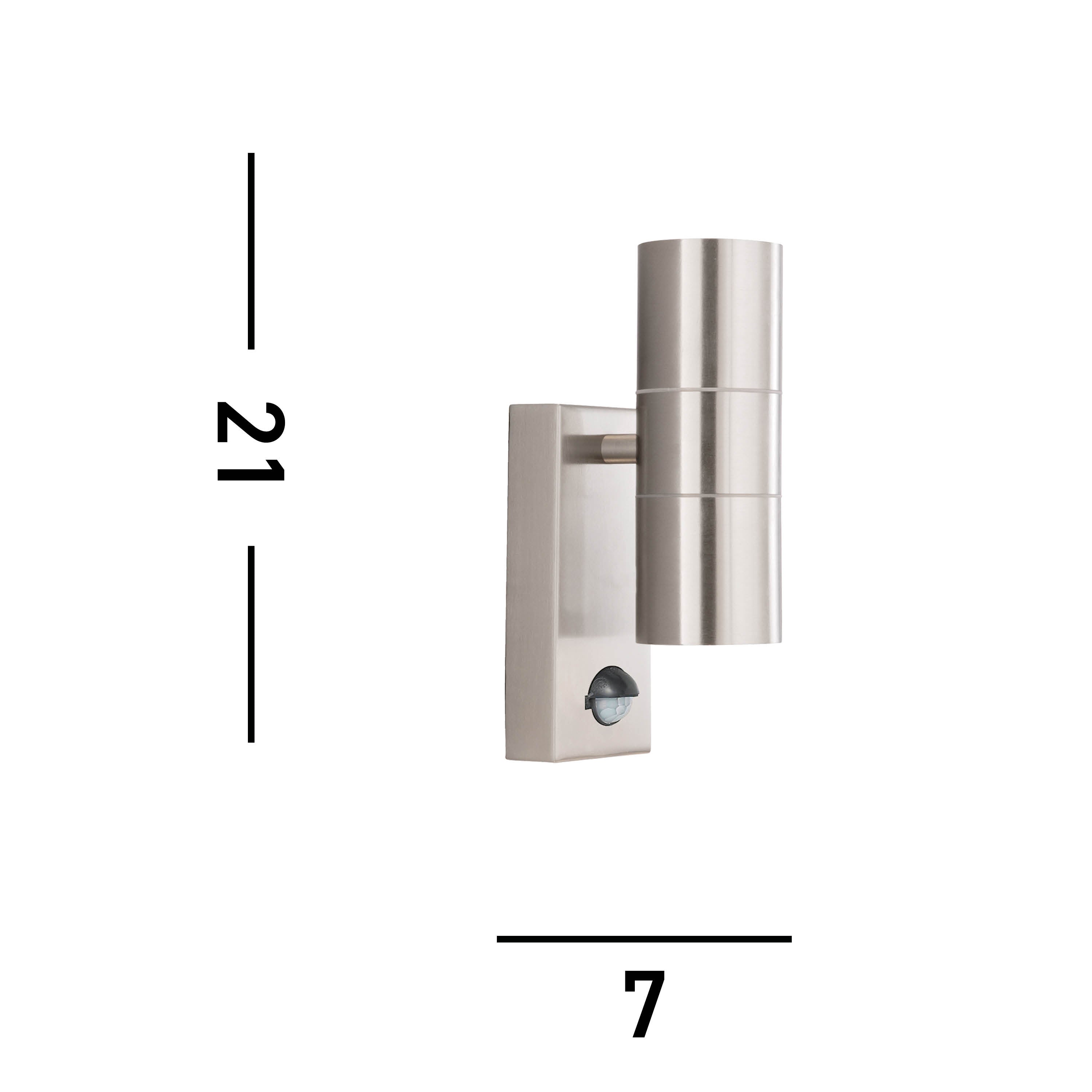 Searchlight Mela 2 Light Outdoor Wall Light with Sensor - Stainless Steel & Glass