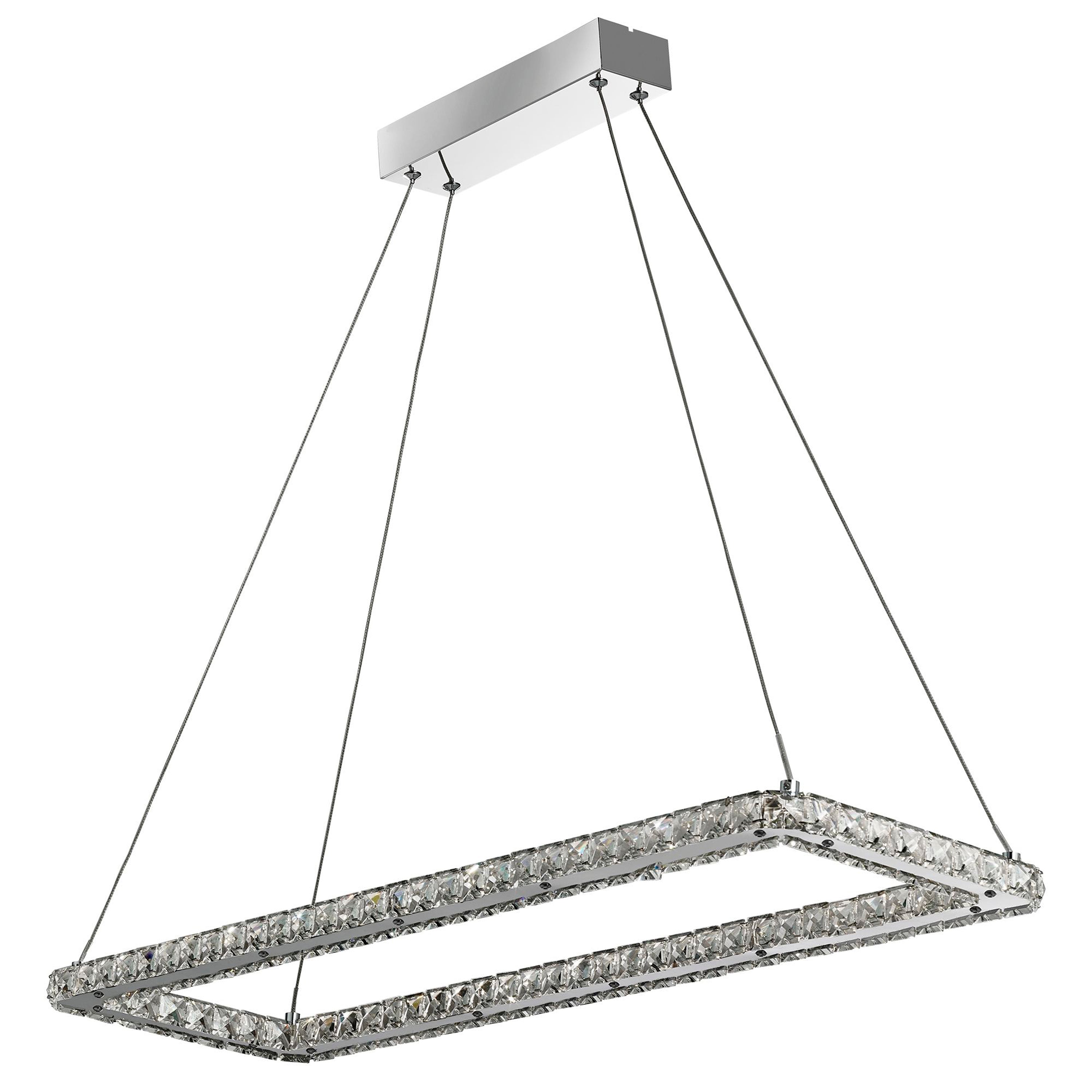 Searchlight Canarvan Rectangular Pendant - Chrome & Clear Glass