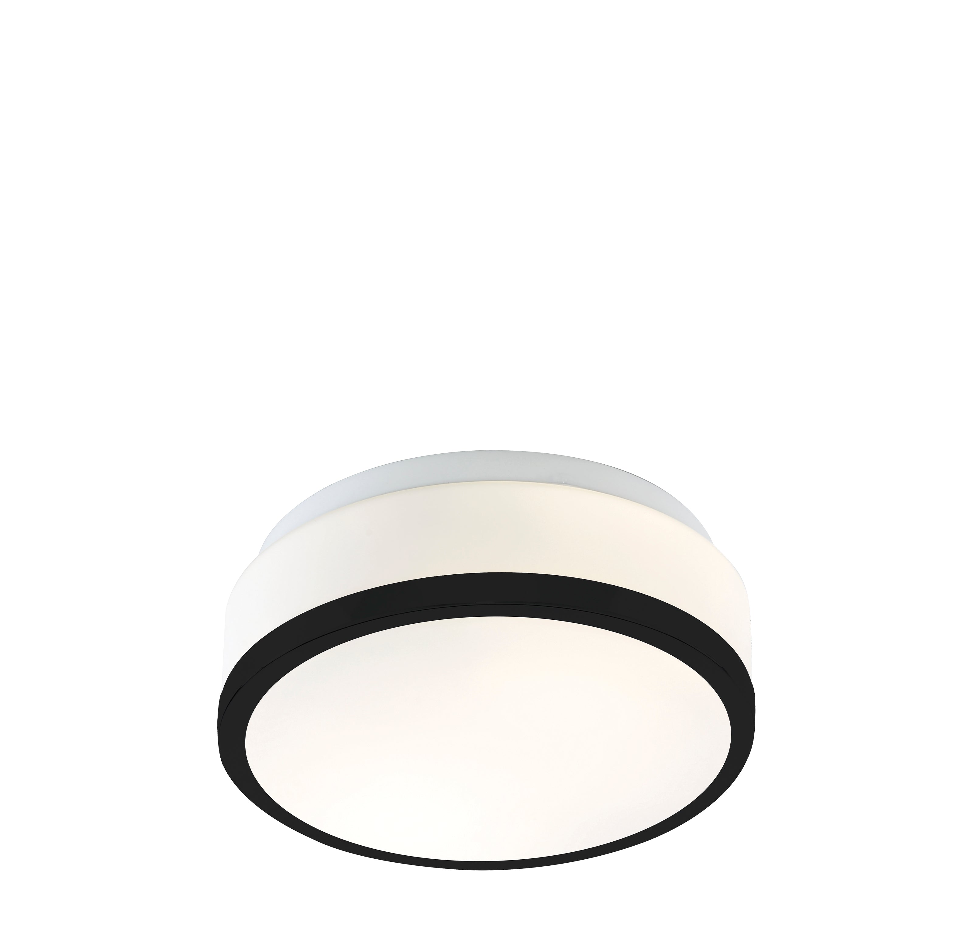 Searchlight Cannock 23cm 2 Light Flush - Black & White Glass