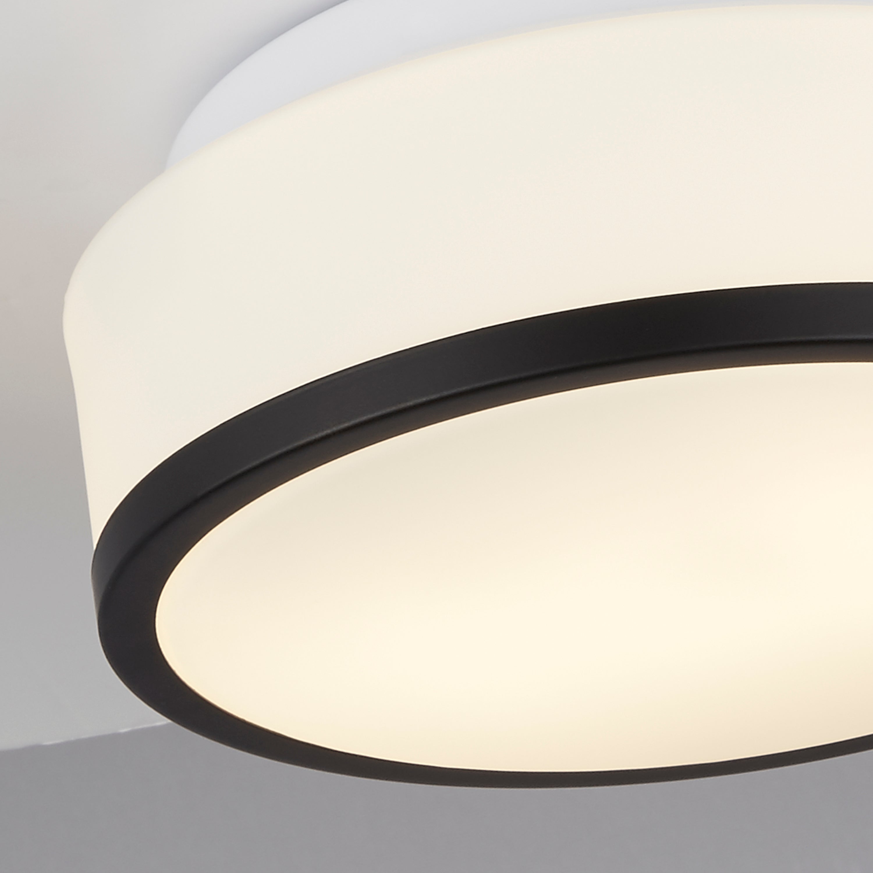 Searchlight Cannock 23cm 2 Light Flush - Black & White Glass