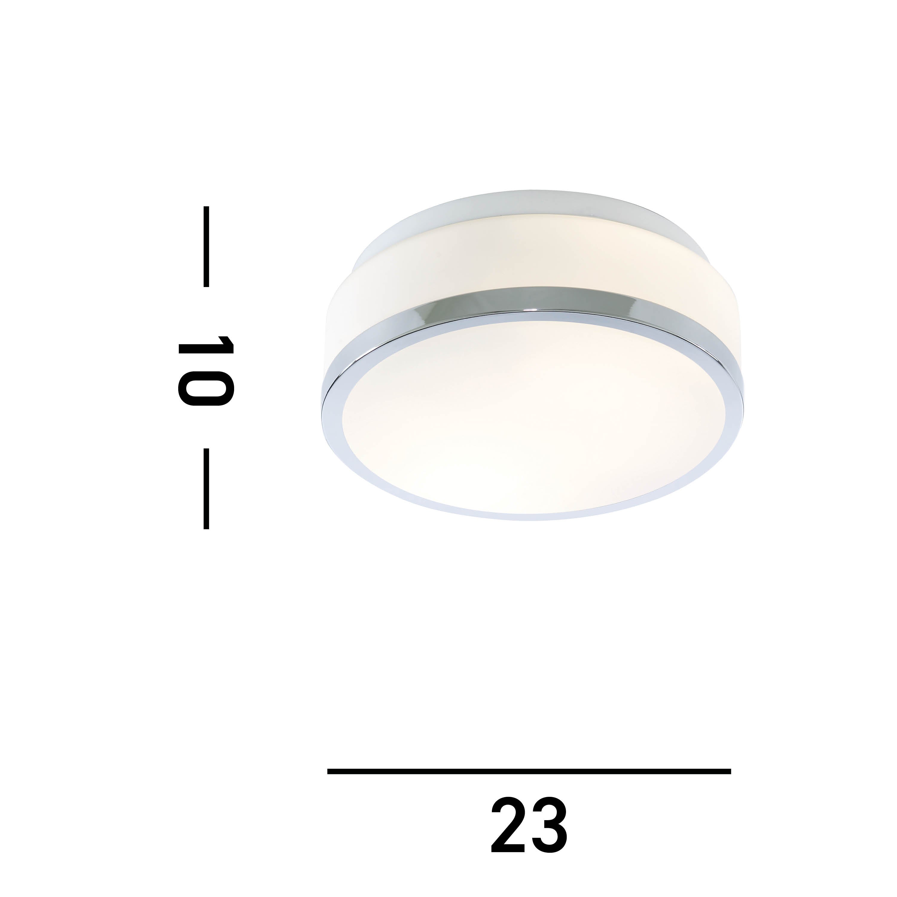 Searchlight Cannock 23cm 2 Light Flush - Chrome & White Glass