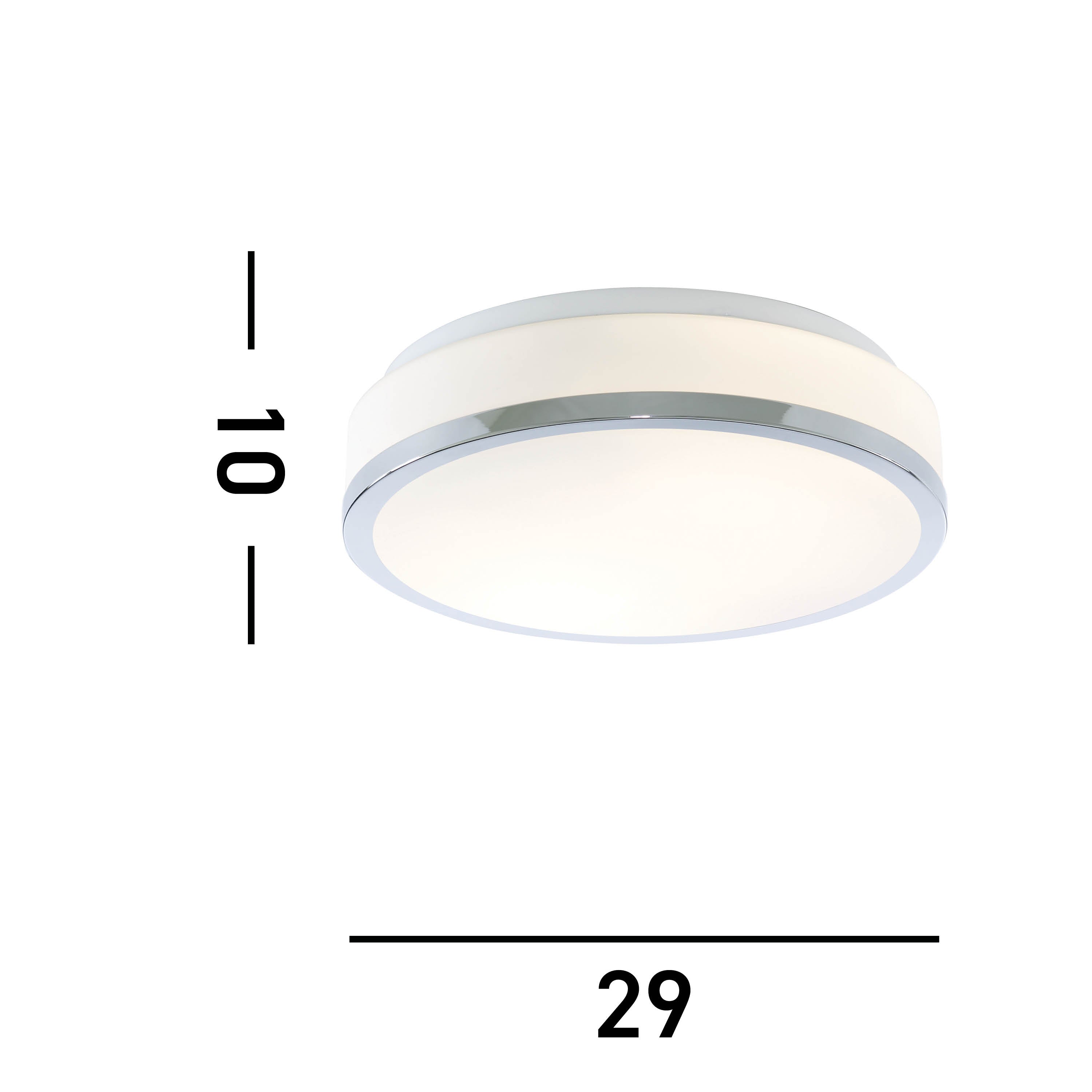 Searchlight Cannock 39cm 2 Light Flush - Chrome & White Glass