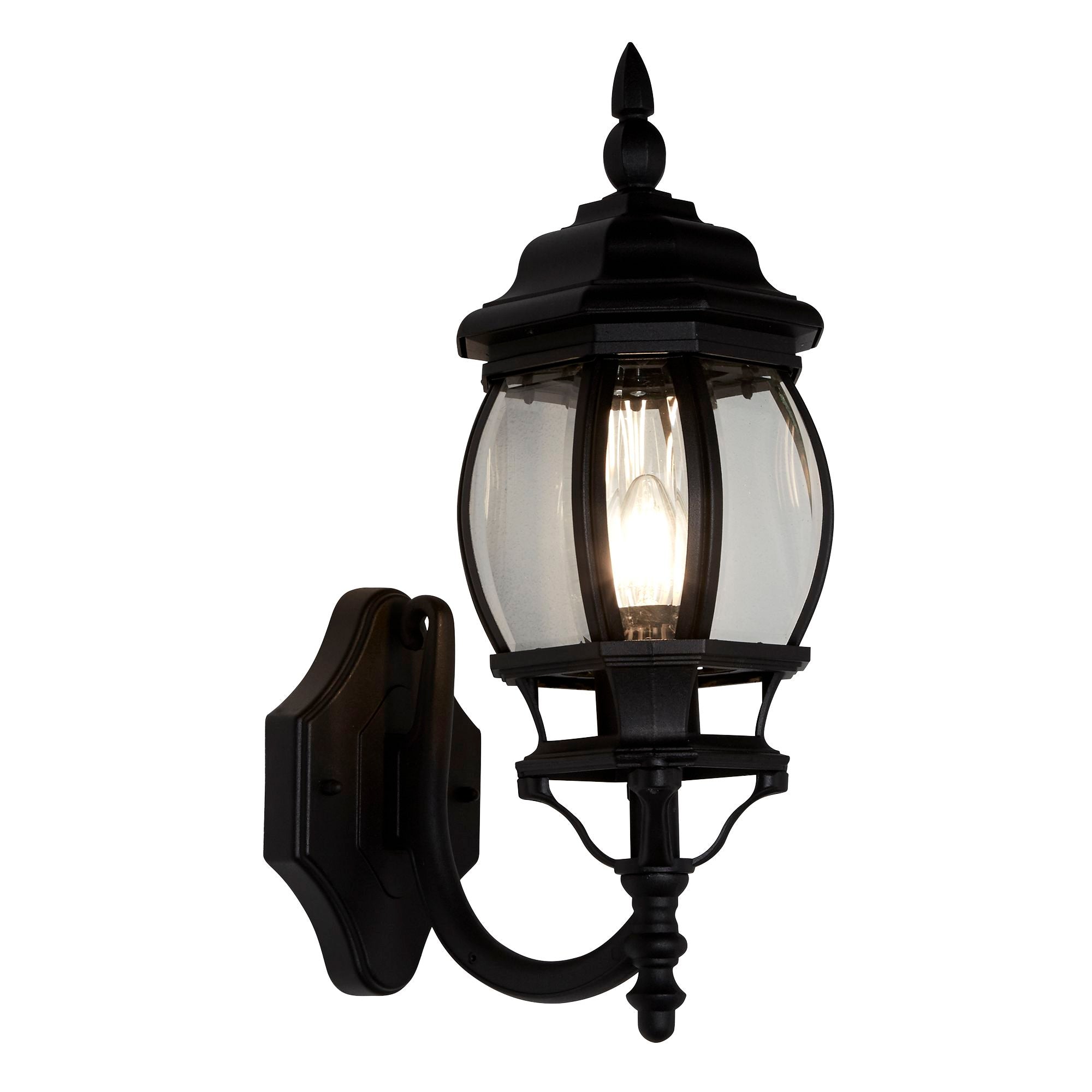 Searchlight Bartlett Outdoor Wall Light - Silk Black & Glass - IP44
