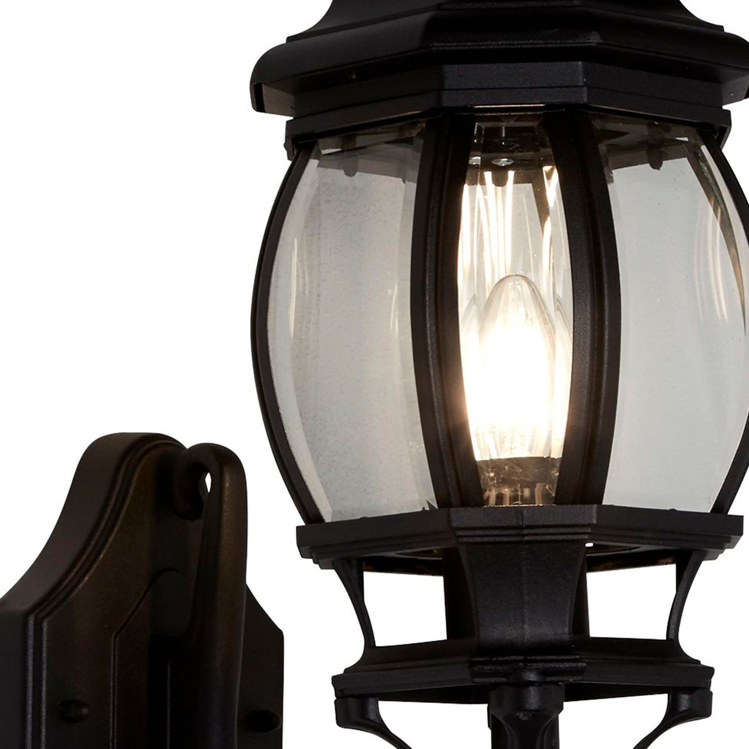 Searchlight Bartlett Outdoor Wall Light - Silk Black & Glass - IP44