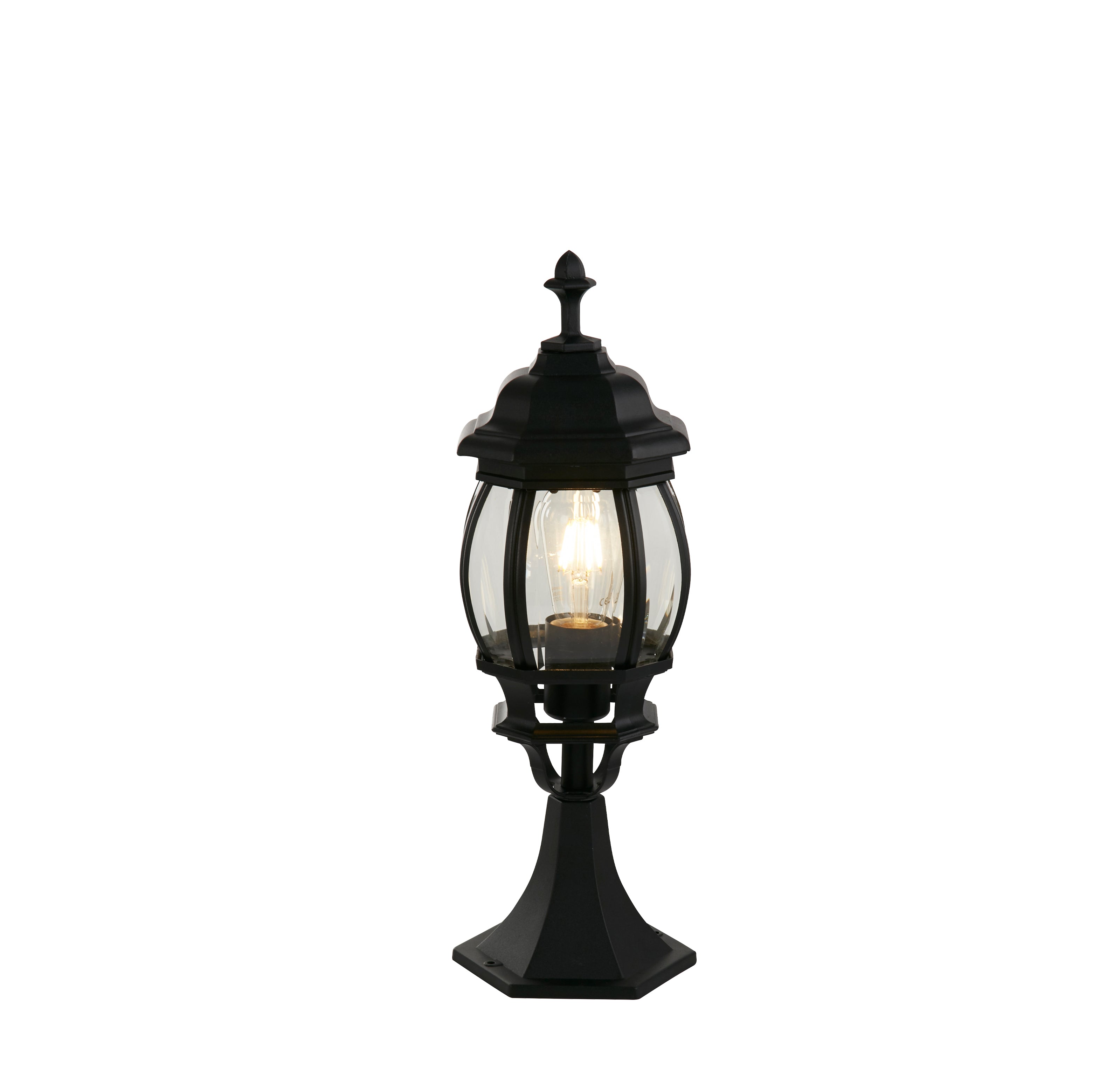 Searchlight Bartlett Outdoor Post 500mm - Black & Clear Glass