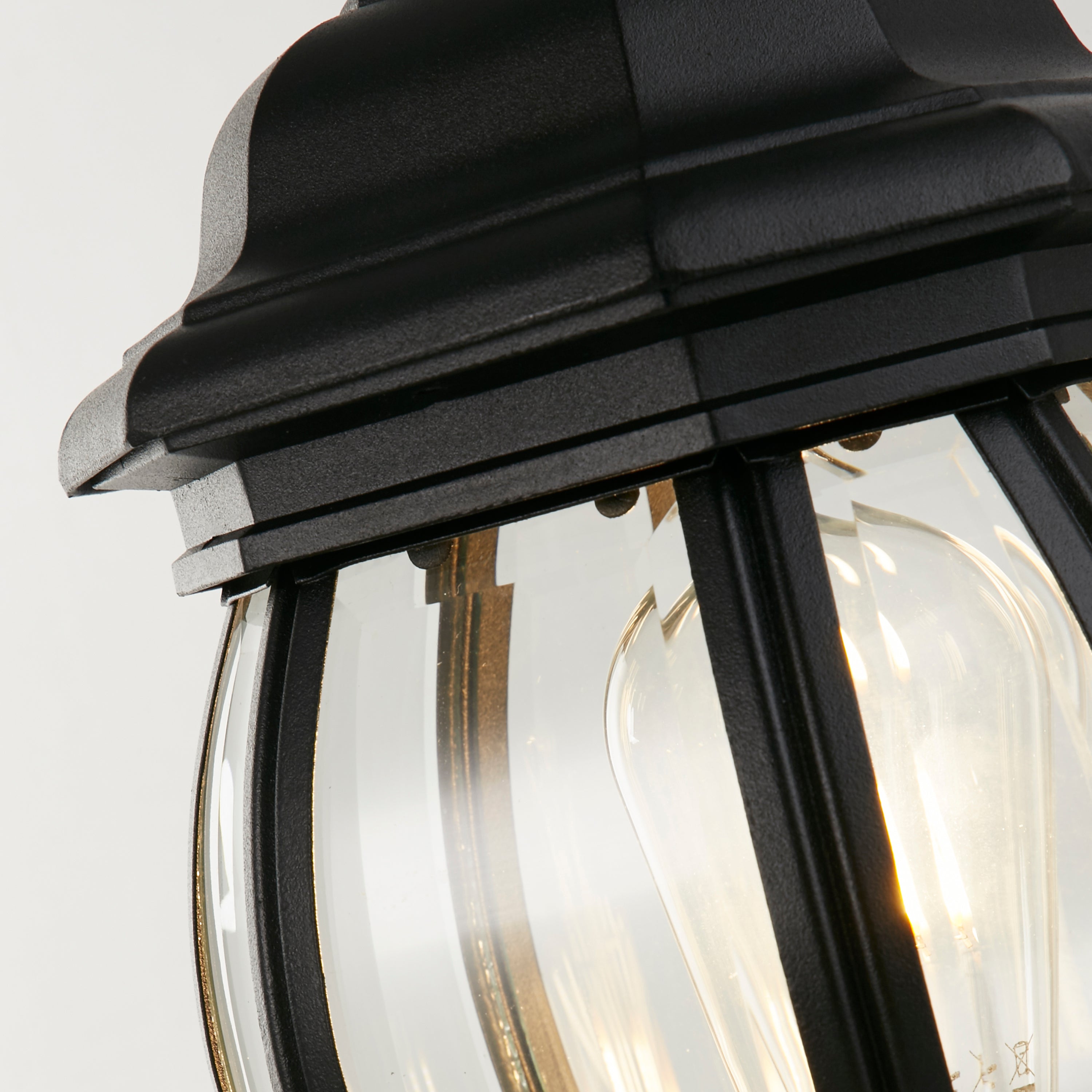 Searchlight Bartlett Outdoor Post 500mm - Black & Clear Glass