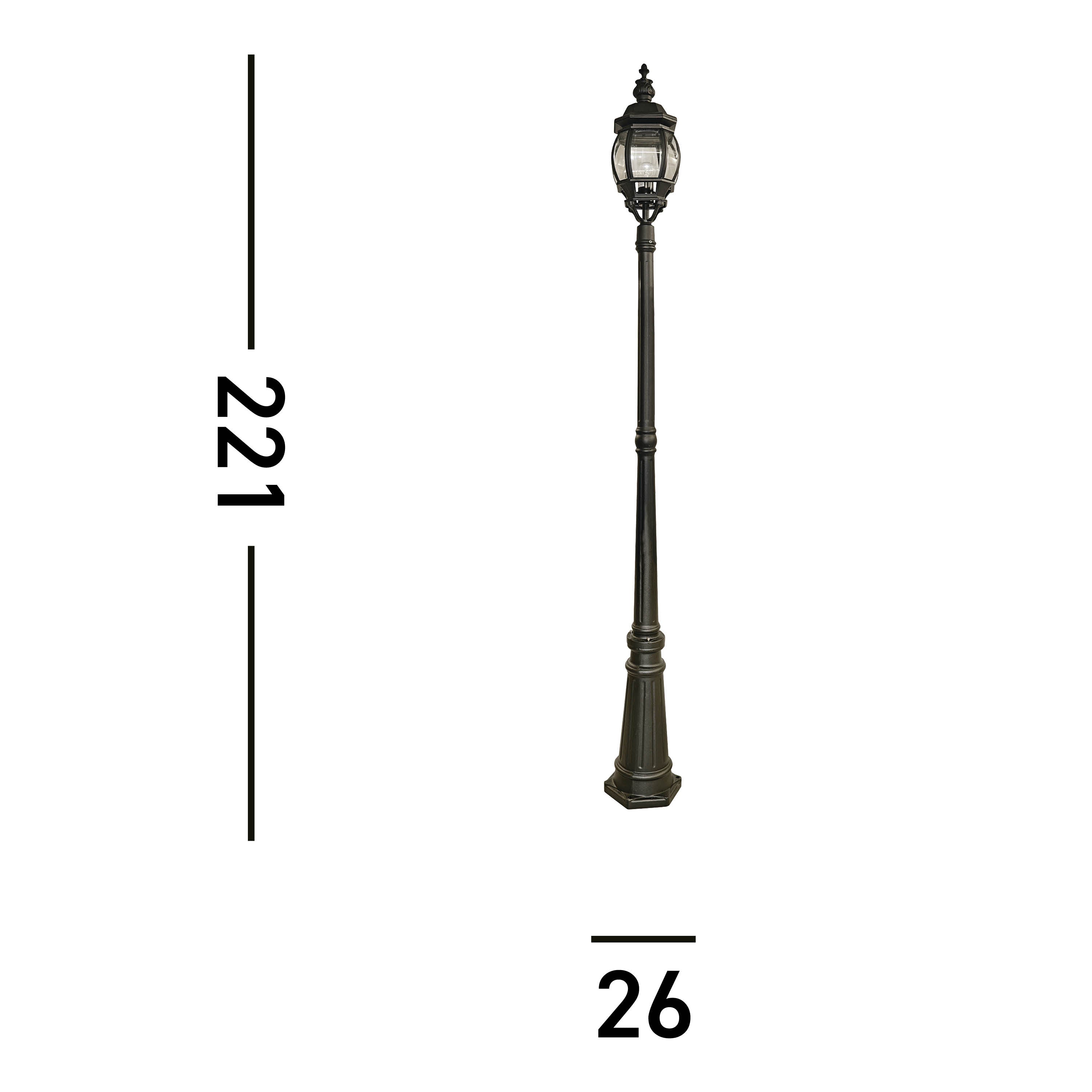 Searchlight Bartlett 221cm Outdoor Post - Silk Black & Glass - IP44