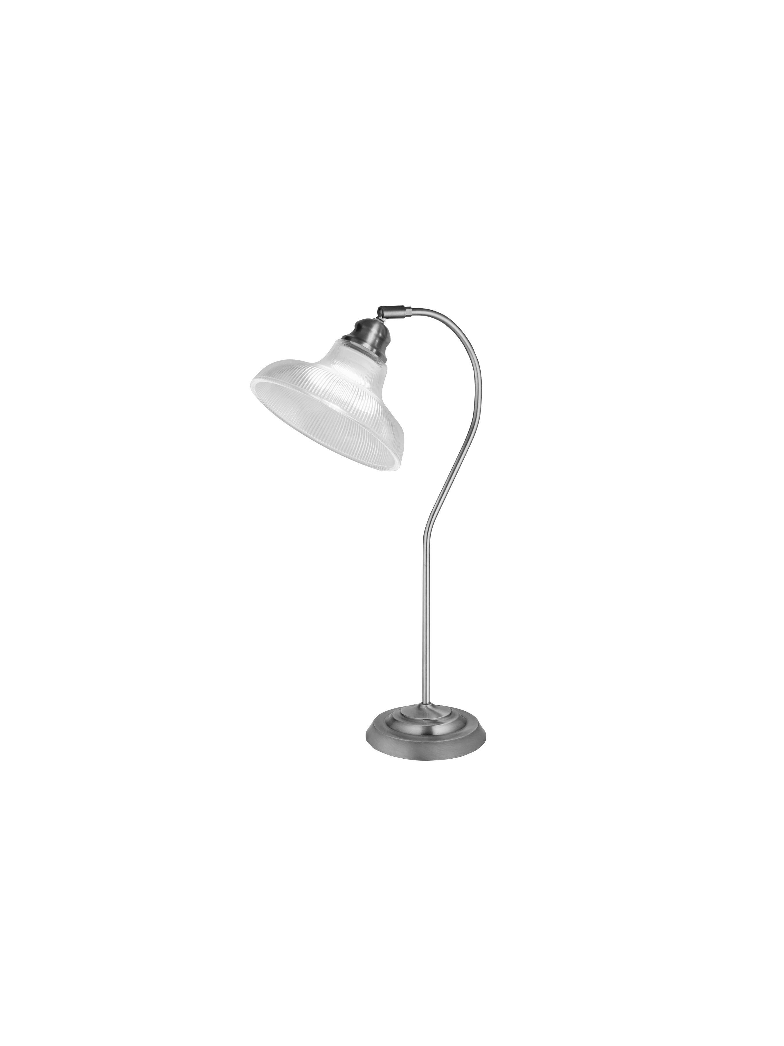 Searchlight Beech III Table Lamp - Satin Silver & Holophane Style Glass