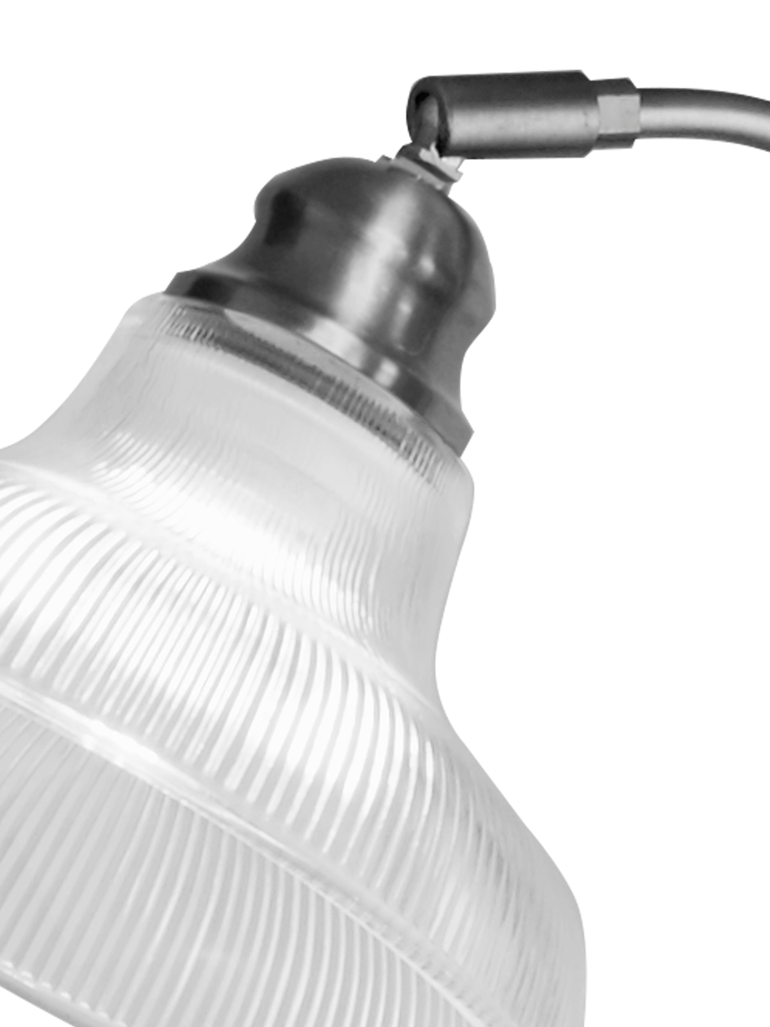 Searchlight Beech III Table Lamp - Satin Silver & Holophane Style Glass