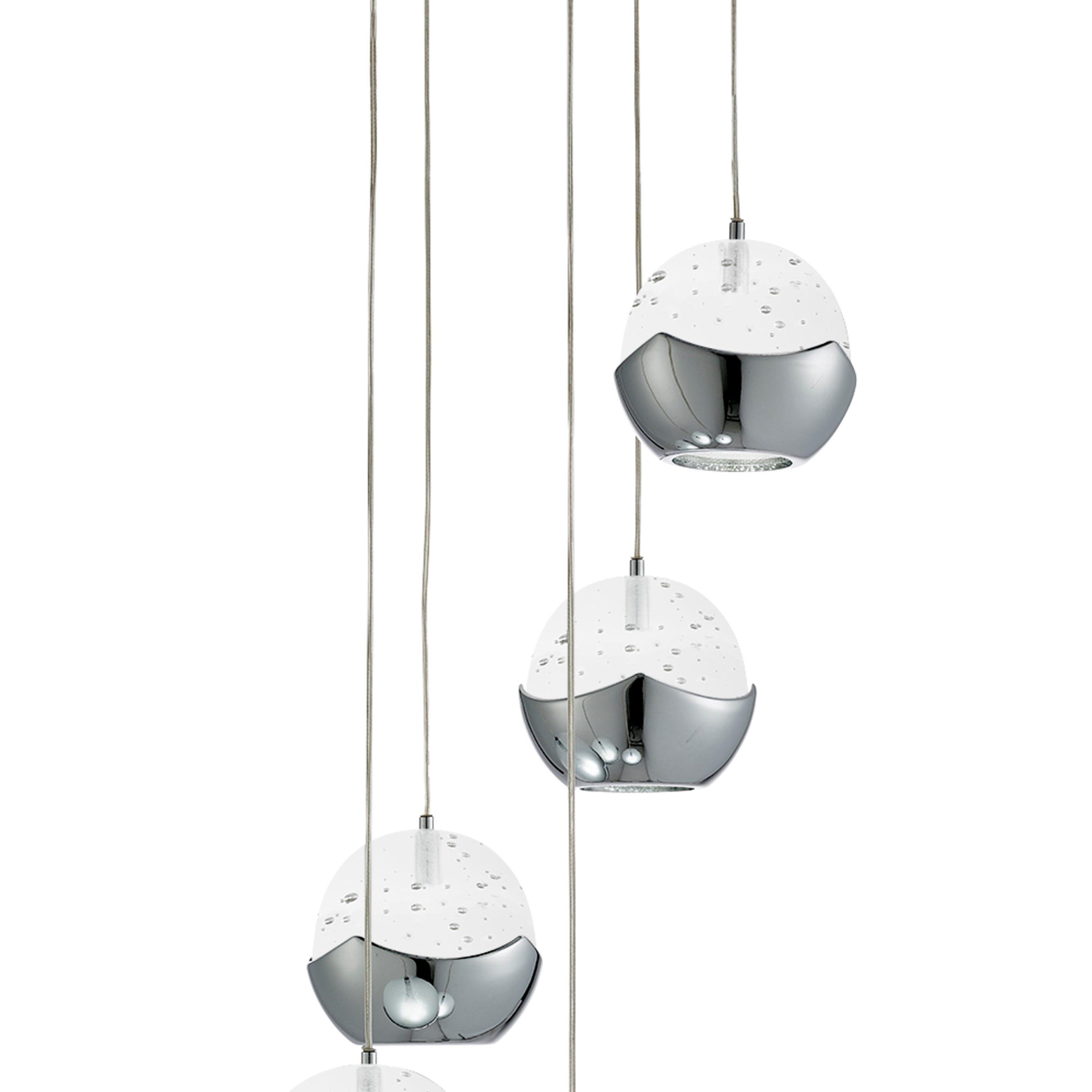 Searchlight Idris 5 Light Multi-Drop Pendant - Chrome & Glass