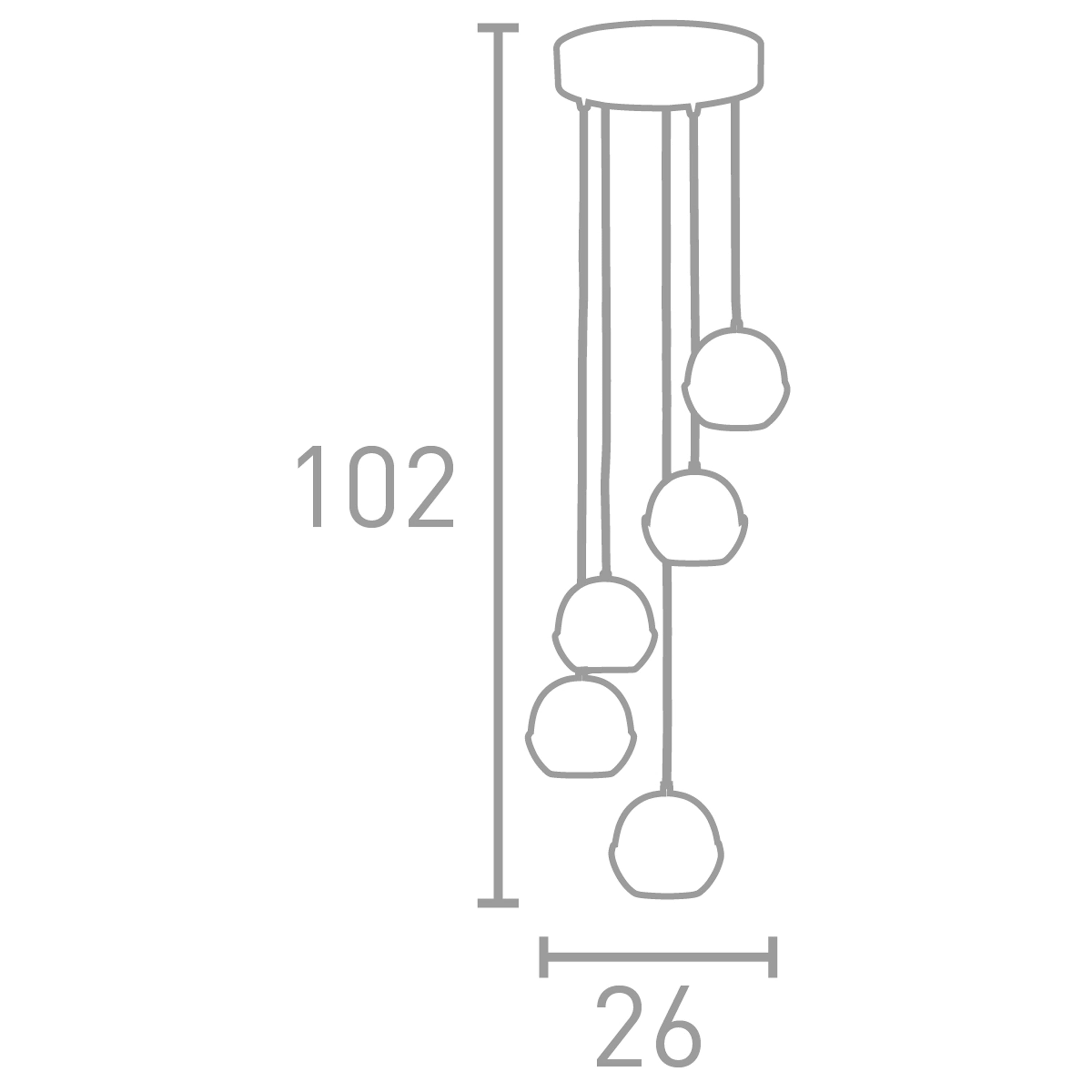 Searchlight Idris 5 Light Multi-Drop Pendant - Chrome & Glass