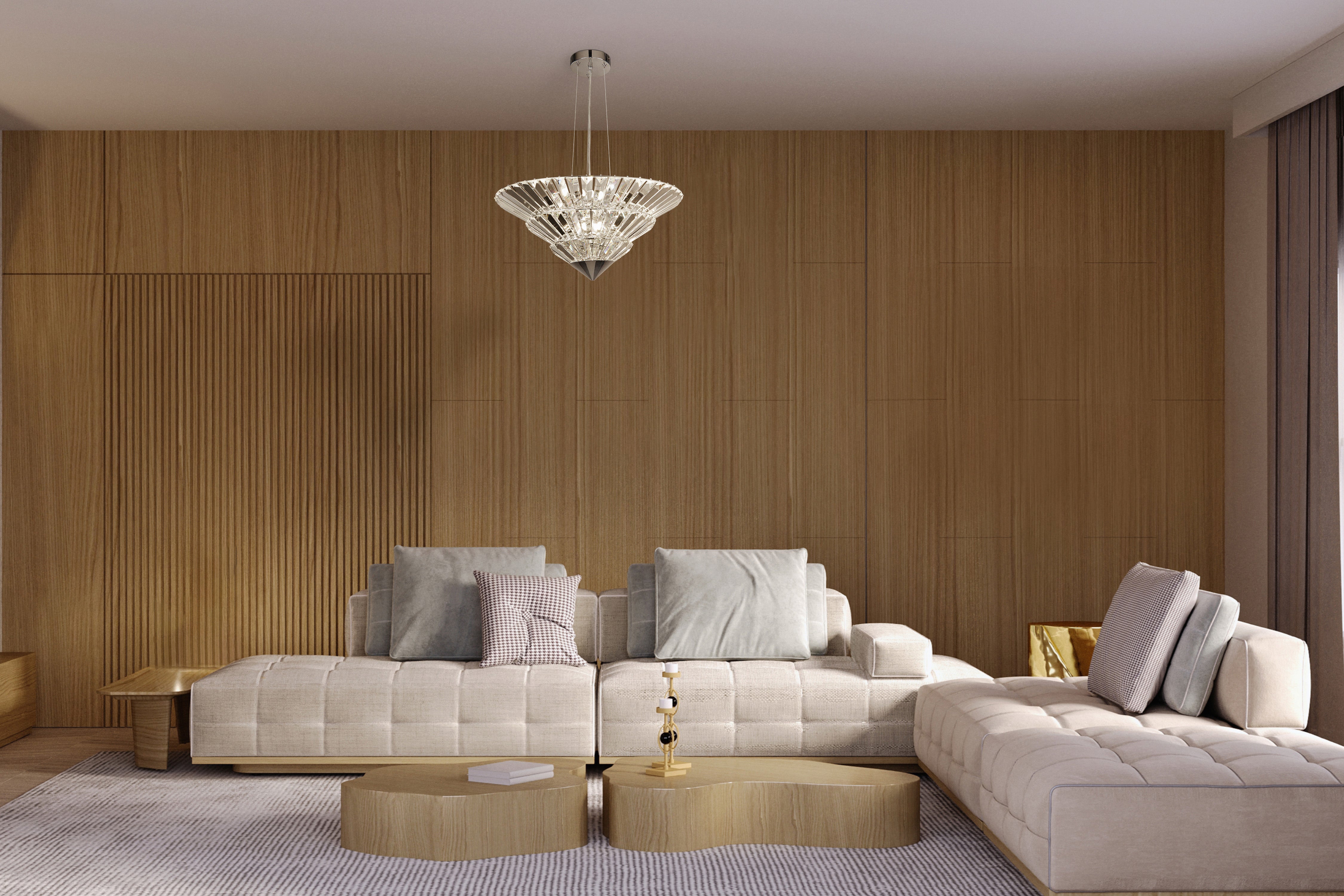 Searchlight Sandbeck 8 Light Pendant To Flush - Chrome & Clear Crystal