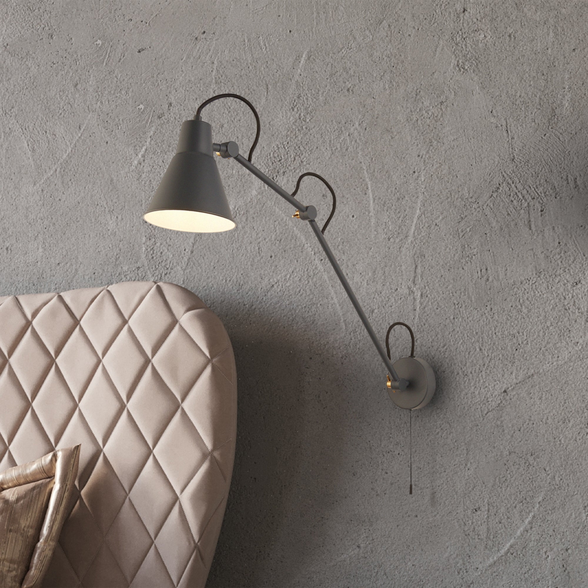 Searchlight Swing Arm Wall Light - Grey