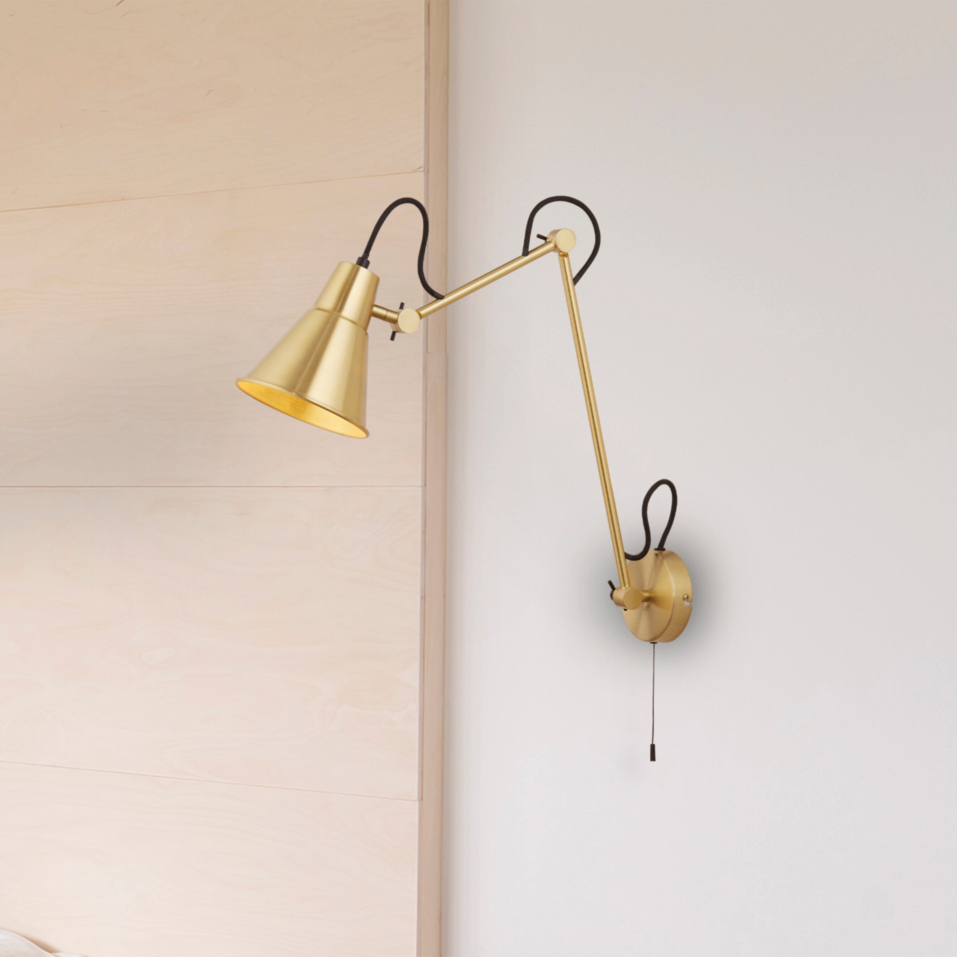 Searchlight Swing Arm Wall Light - Brass