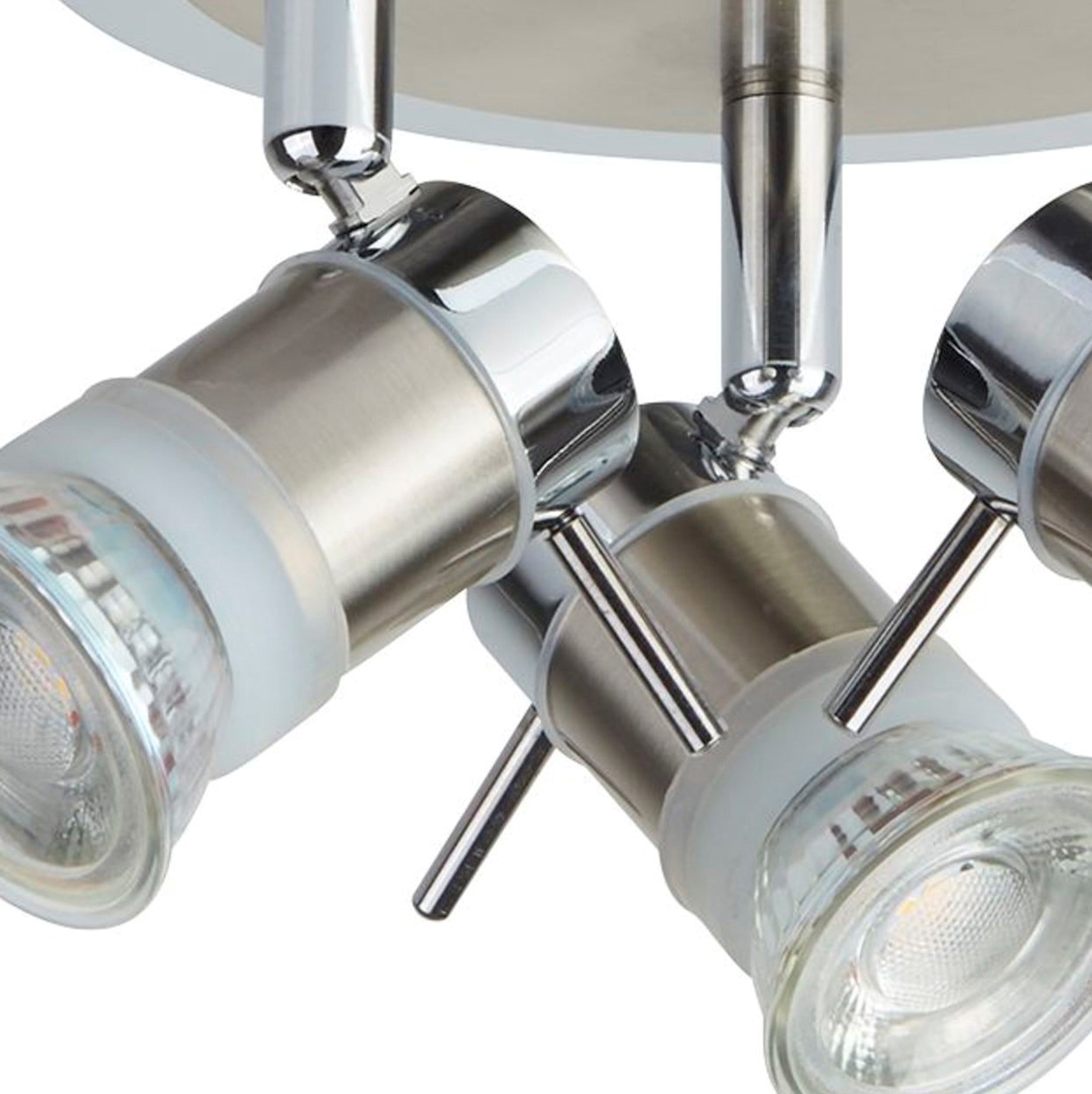 Searchlight Antonio LED IP44 Chrome & Satin Silver 3 Light Spotlight, Adjustable