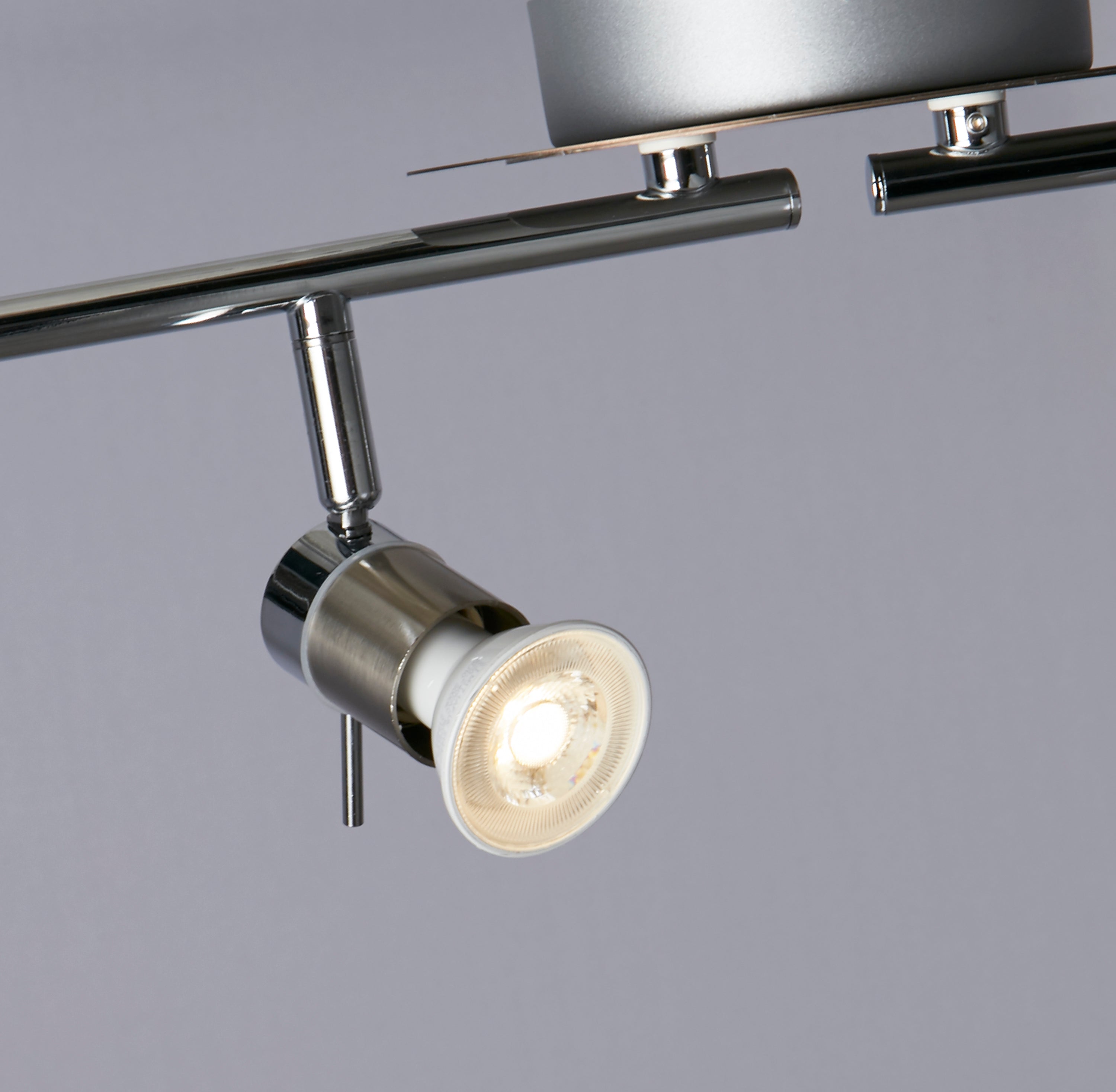 Searchlight Antonio LED IP44 Chrome & Satin Silver 4 Light Adjustable Bar Spotlight