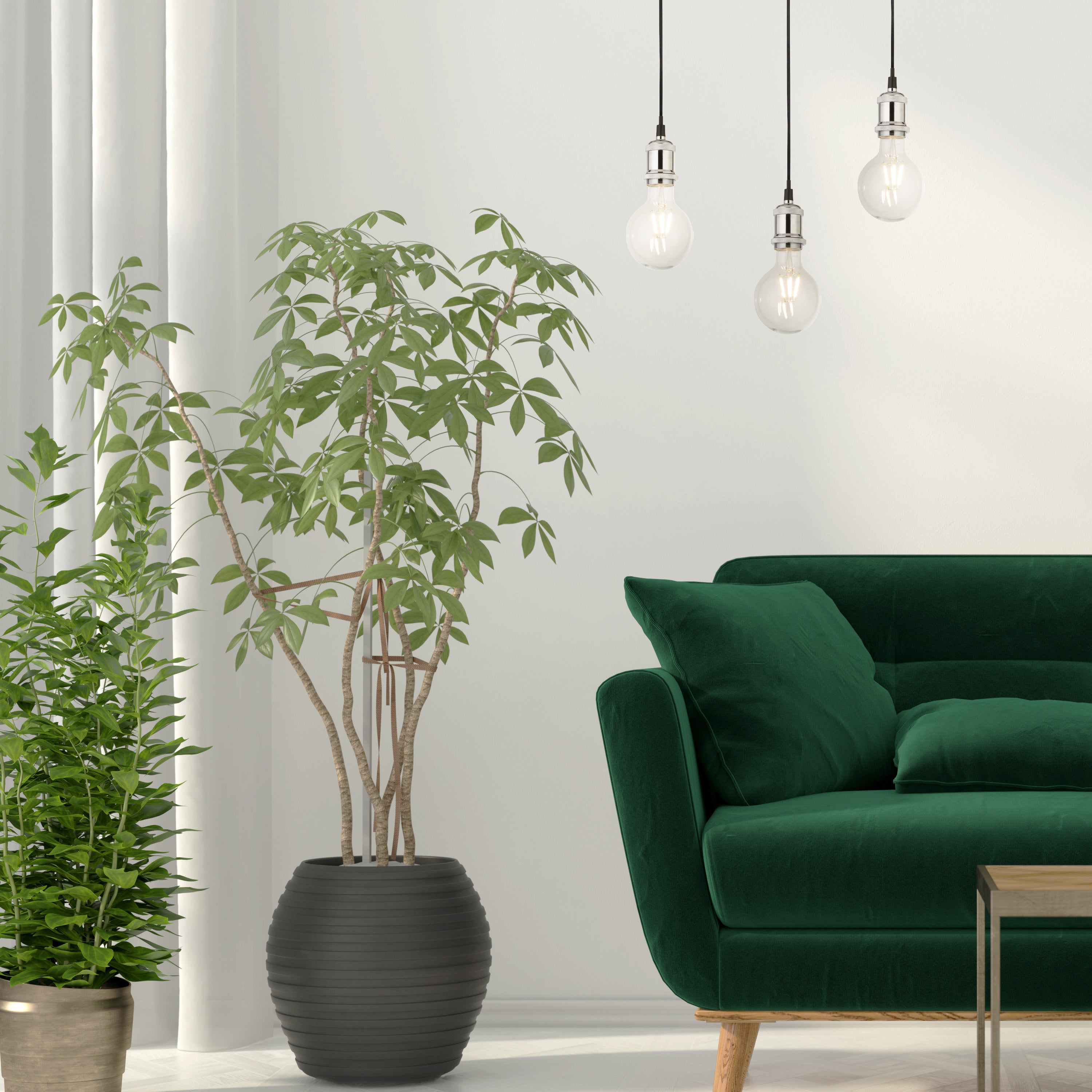 Searchlight Talbot 1 Light Textile Cable Suspension - Chrome & Black