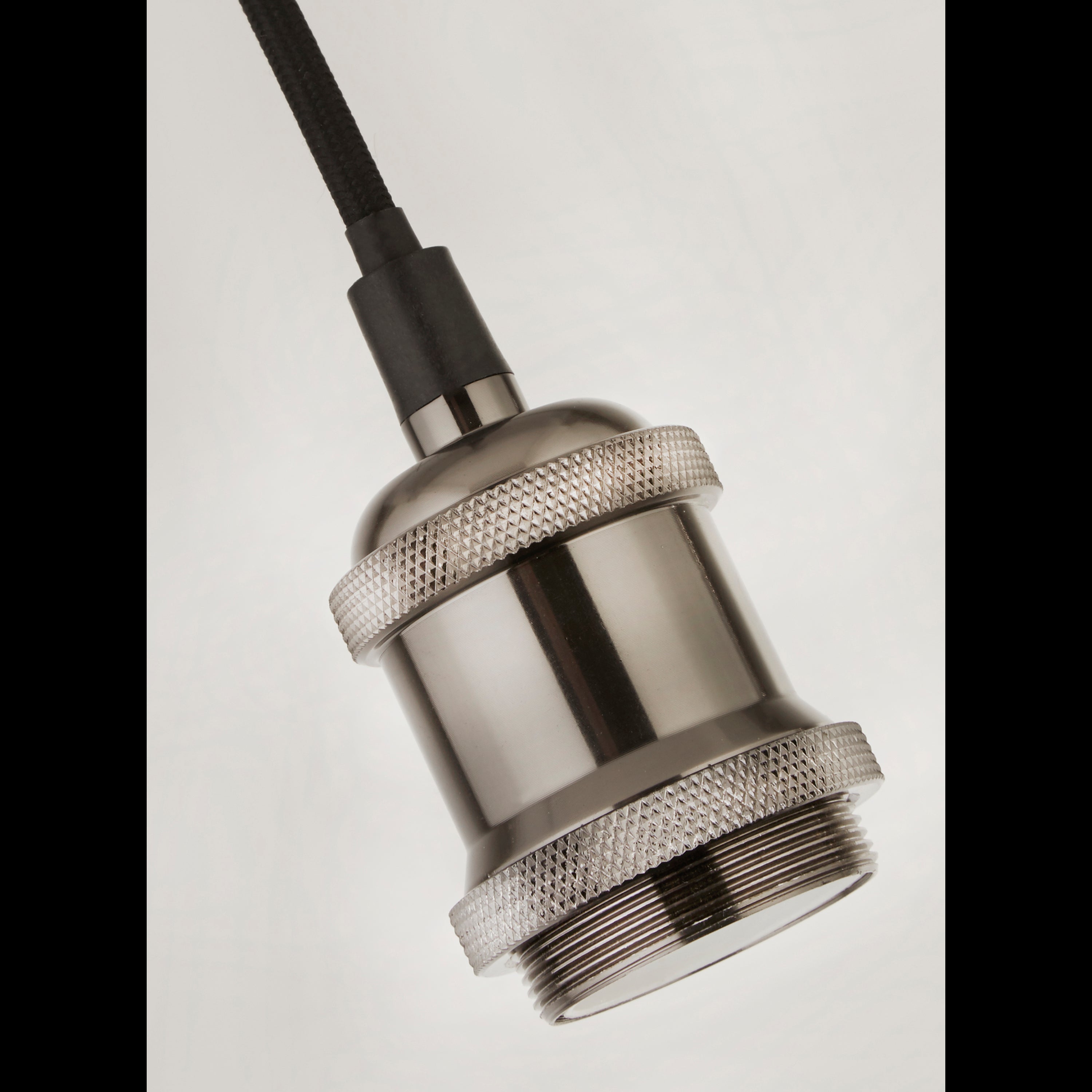 Searchlight Talbot 1 Light Textile Cable Suspension - Satin Silver & Black