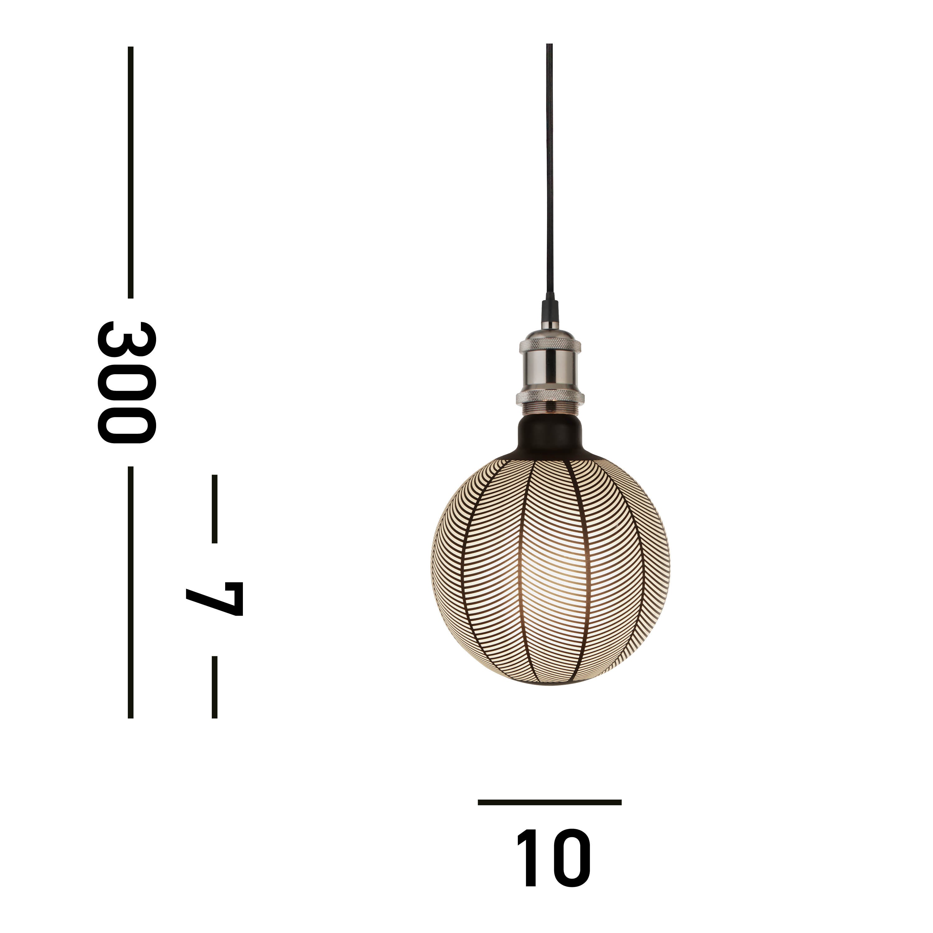 Searchlight Talbot 1 Light Textile Cable Suspension - Satin Silver & Black