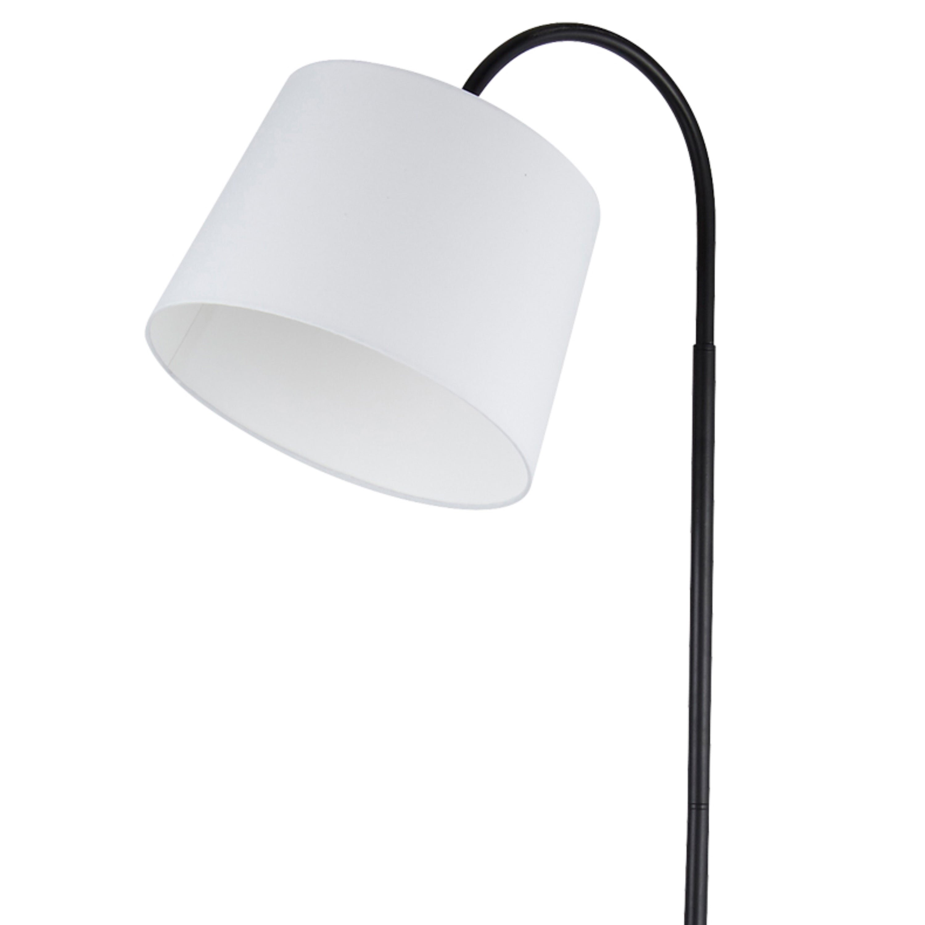 Searchlight Ray Shelf Floor Lamp - Black, Wood & White Fabric