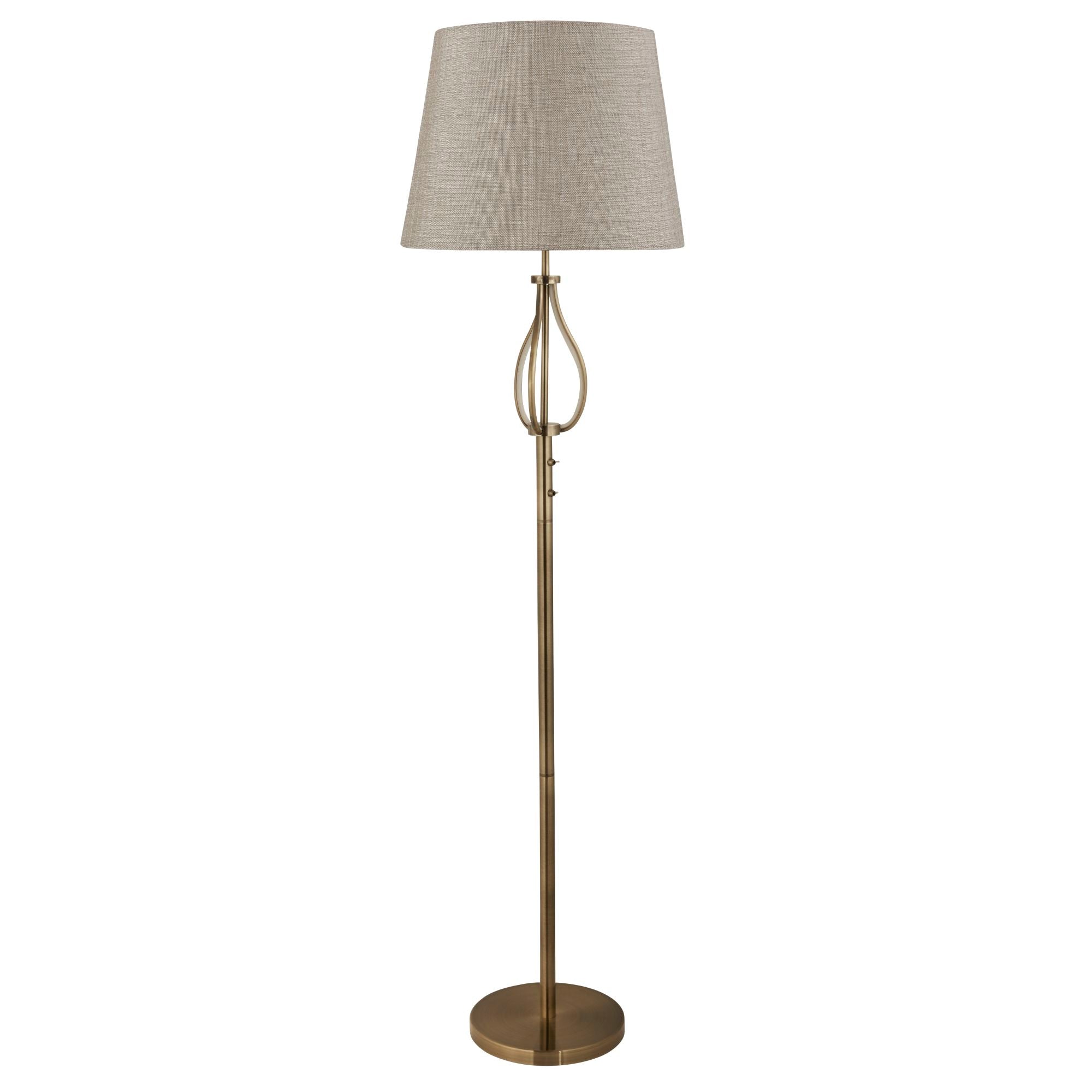 Searchlight Vauxhall Floor Light - Antique Brass & Cream Hessian Shade