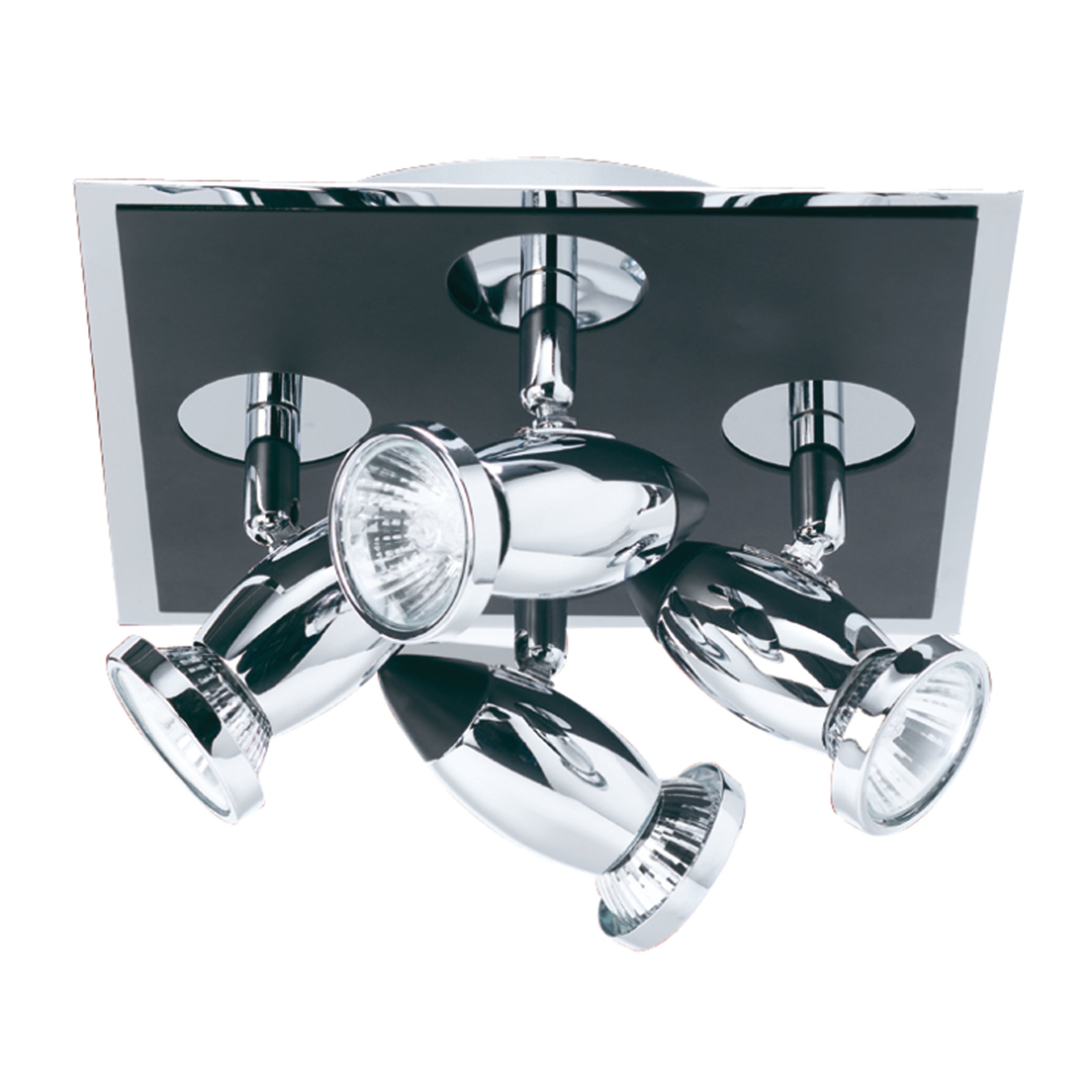 Searchlight Cawdor Die Cast Aluminium Chrome & Black 4 Light Spotlight, Adjustable Heads