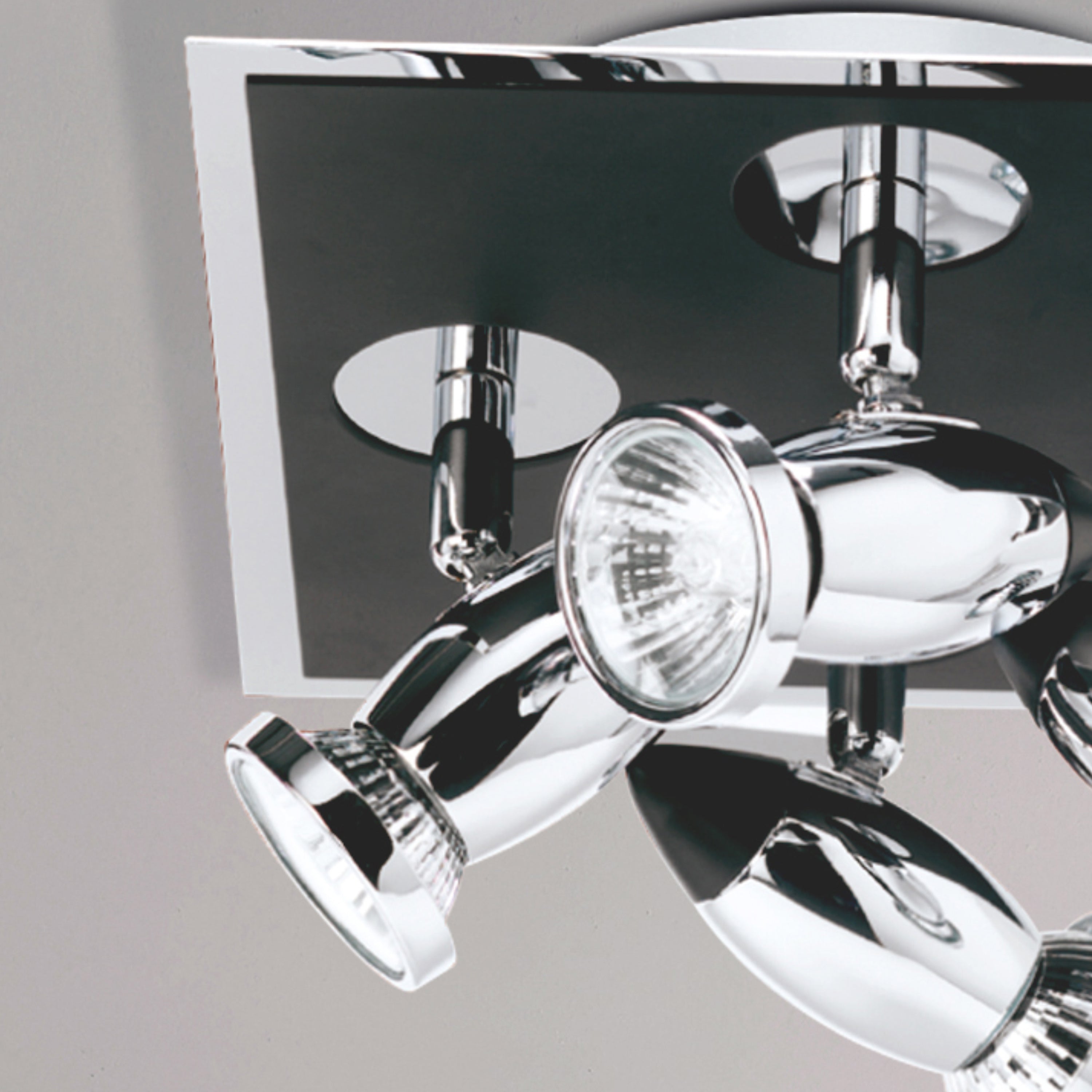 Searchlight Cawdor Die Cast Aluminium Chrome & Black 4 Light Spotlight, Adjustable Heads