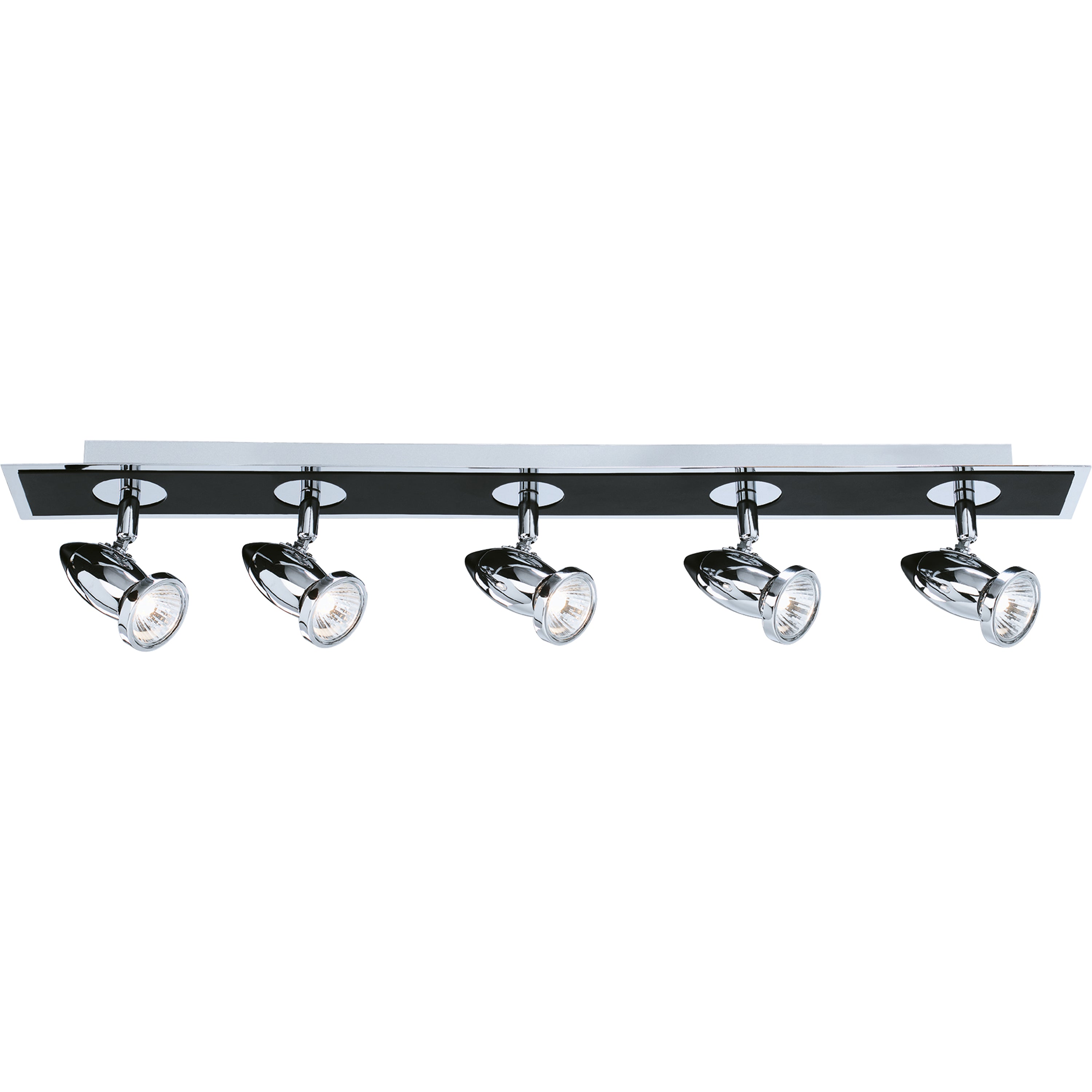 Searchlight Cawdor Die Cast Aluminium Chrome & Black 5 Light Spotlight Bar, Adjustable Heads