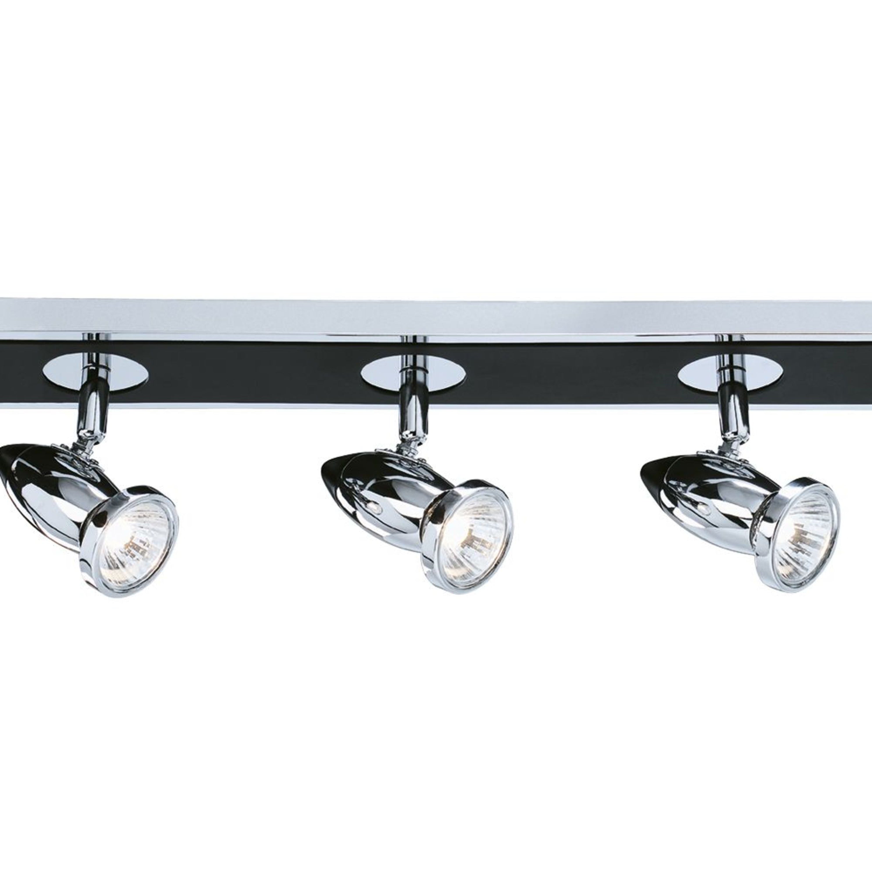 Searchlight Cawdor Die Cast Aluminium Chrome & Black 5 Light Spotlight Bar, Adjustable Heads