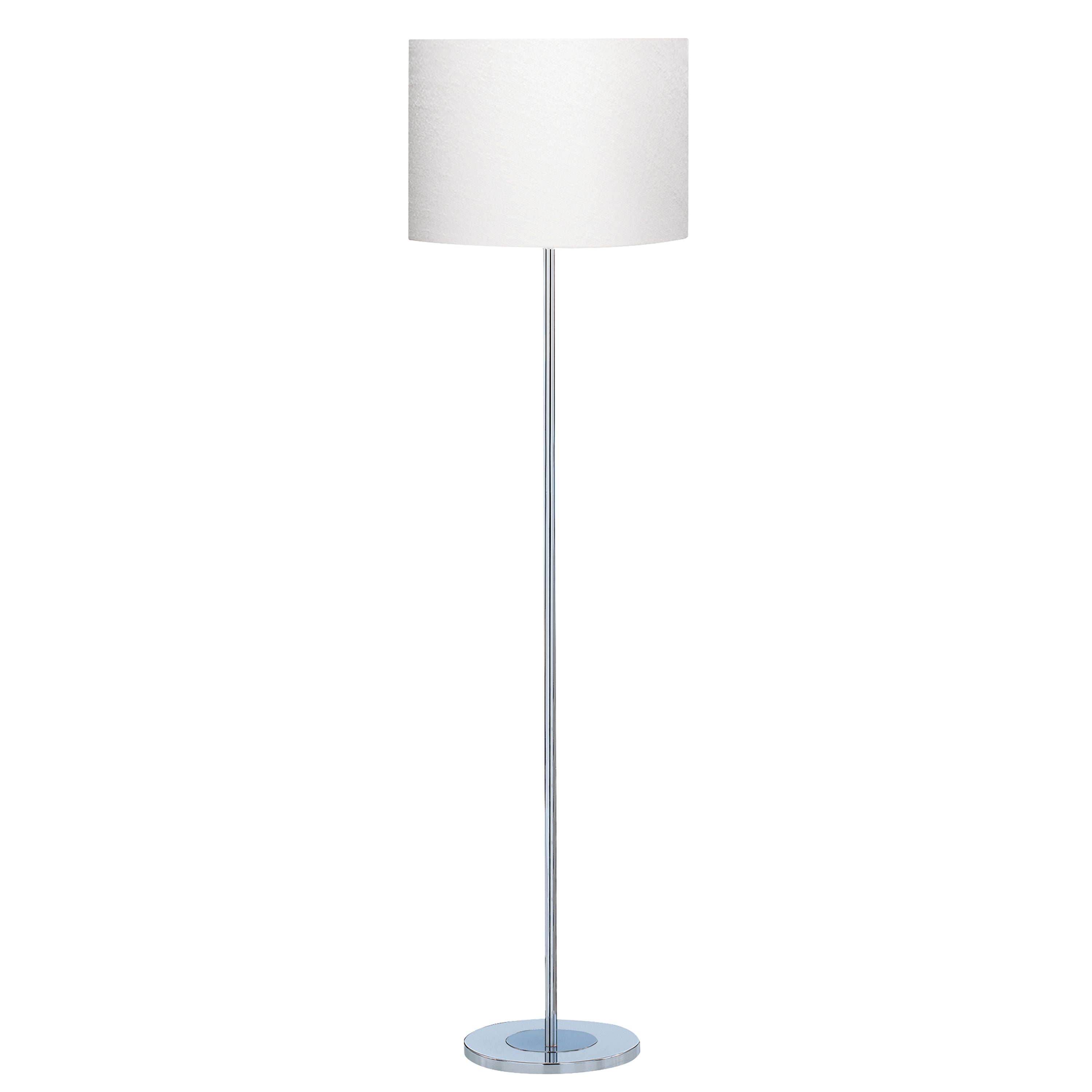 Searchlight Calder Floor Lamp - Chrome Round Base Ivory Drum Shade