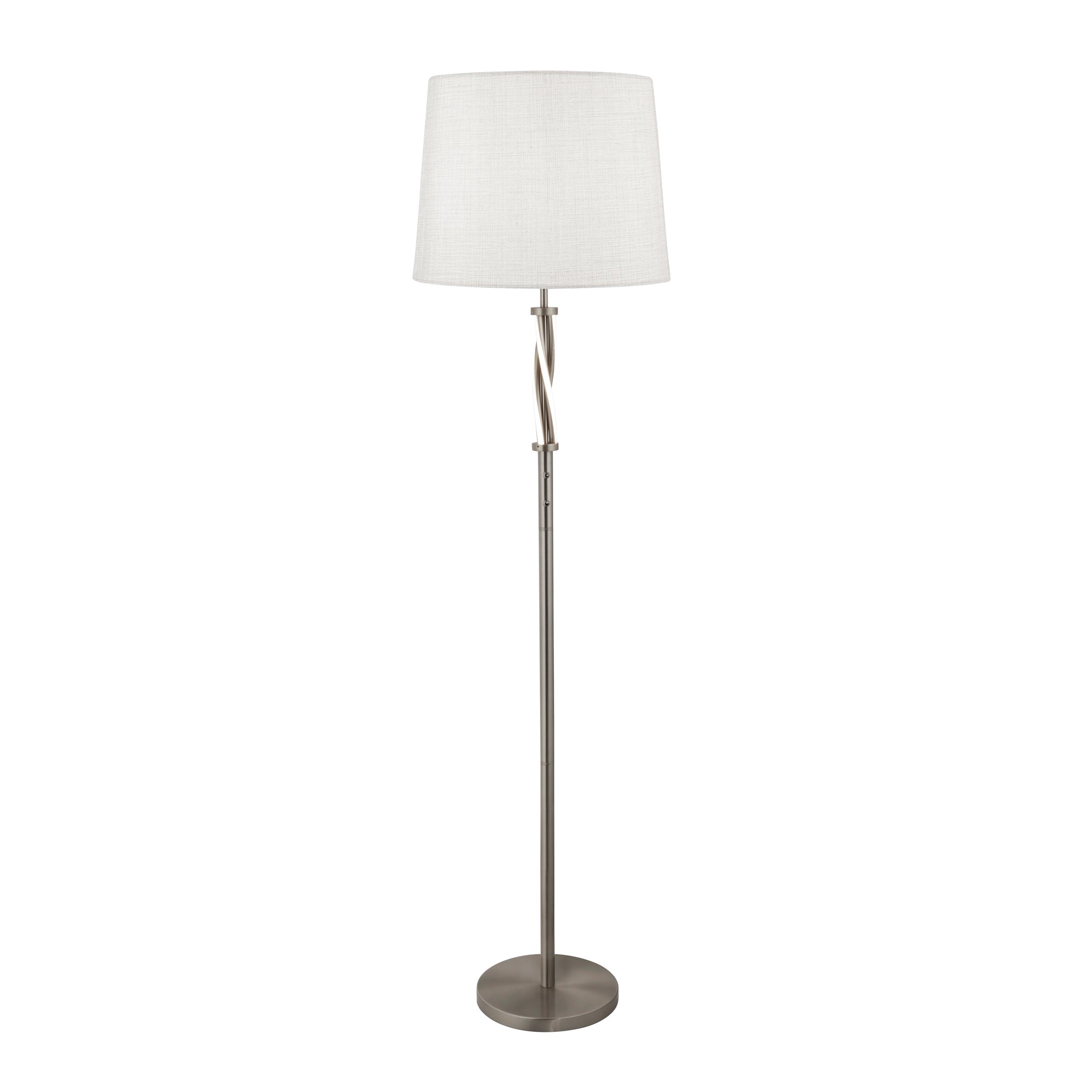 Searchlight Vauxhall Single Floor Lamp, Satin Silver, White, Grey