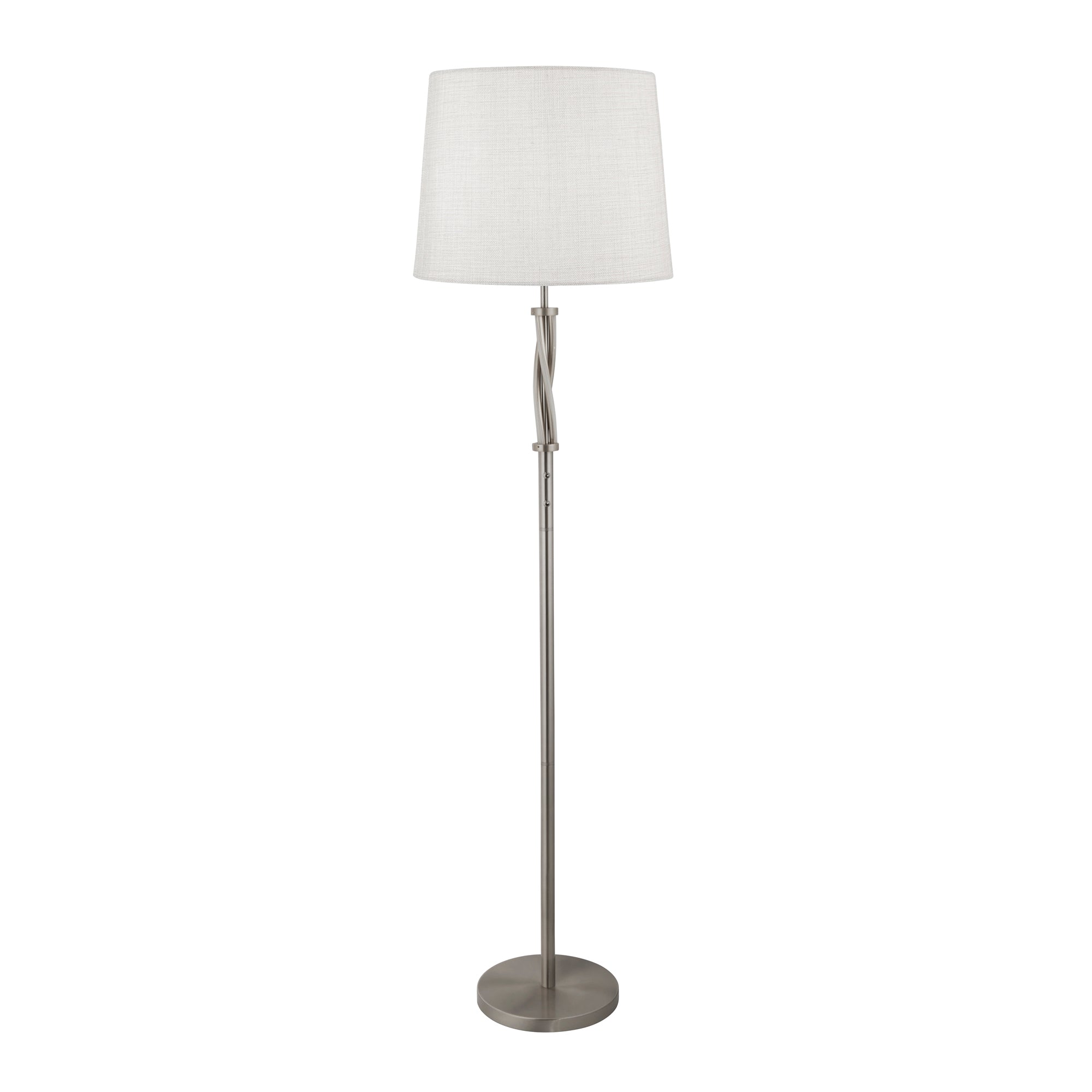 Searchlight Vauxhall Single Floor Lamp, Satin Silver, White, Grey