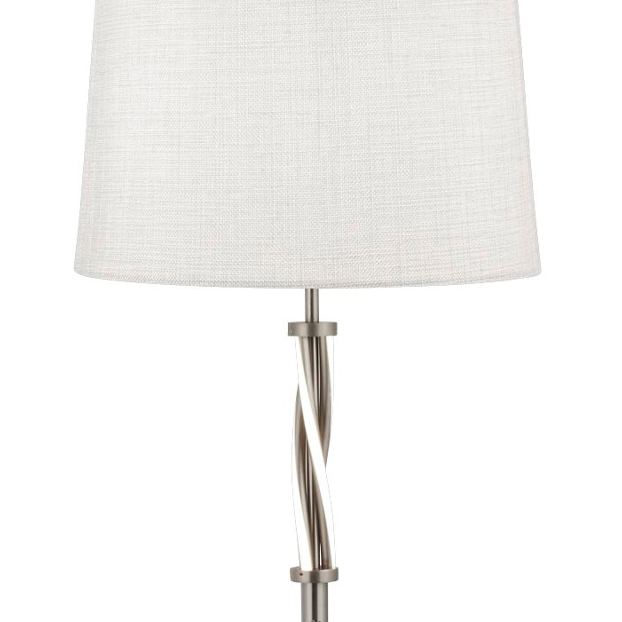 Searchlight Vauxhall Single Floor Lamp, Satin Silver, White, Grey