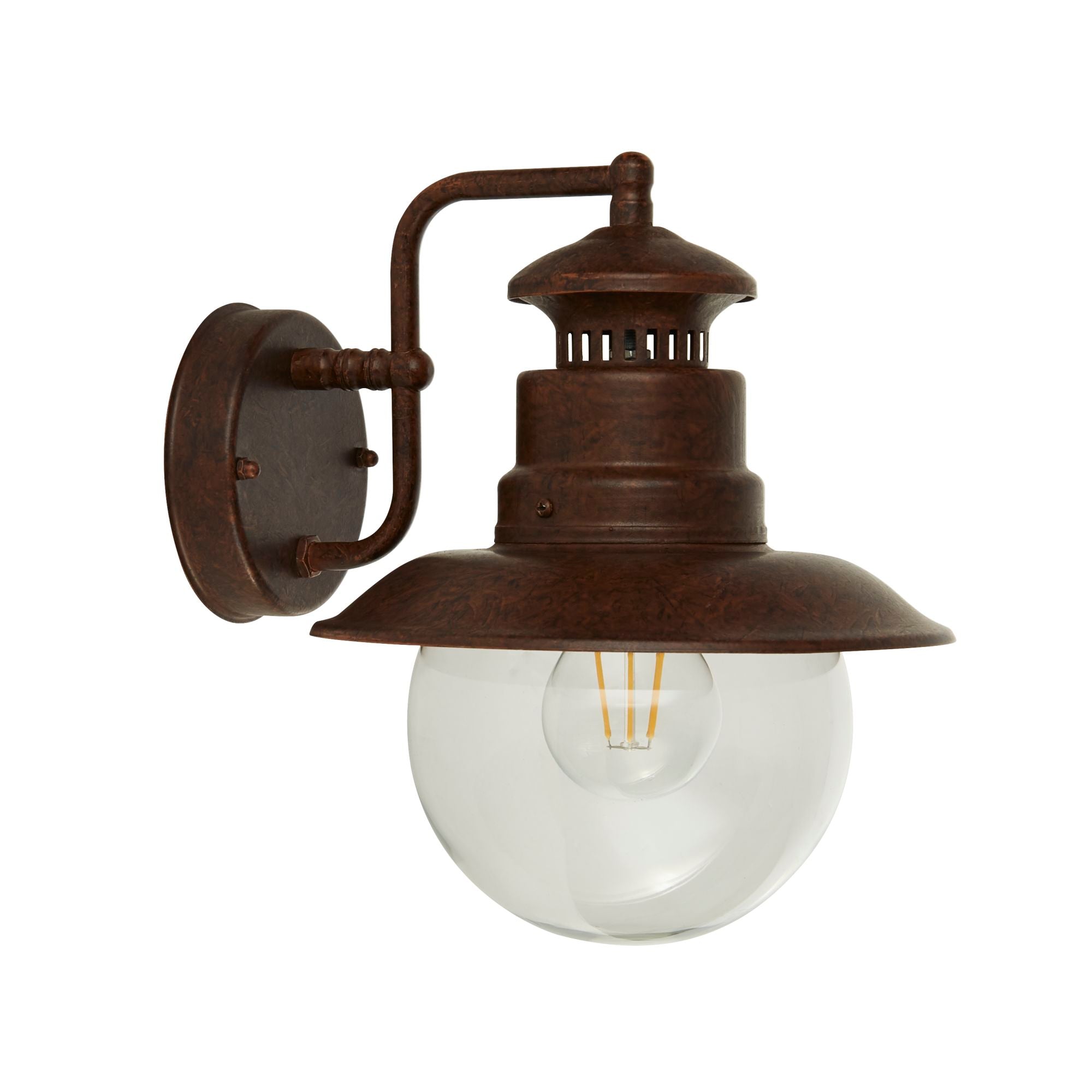 Searchlight Southview Outdoor Wall Light - Rustic Brown & Clear Glass